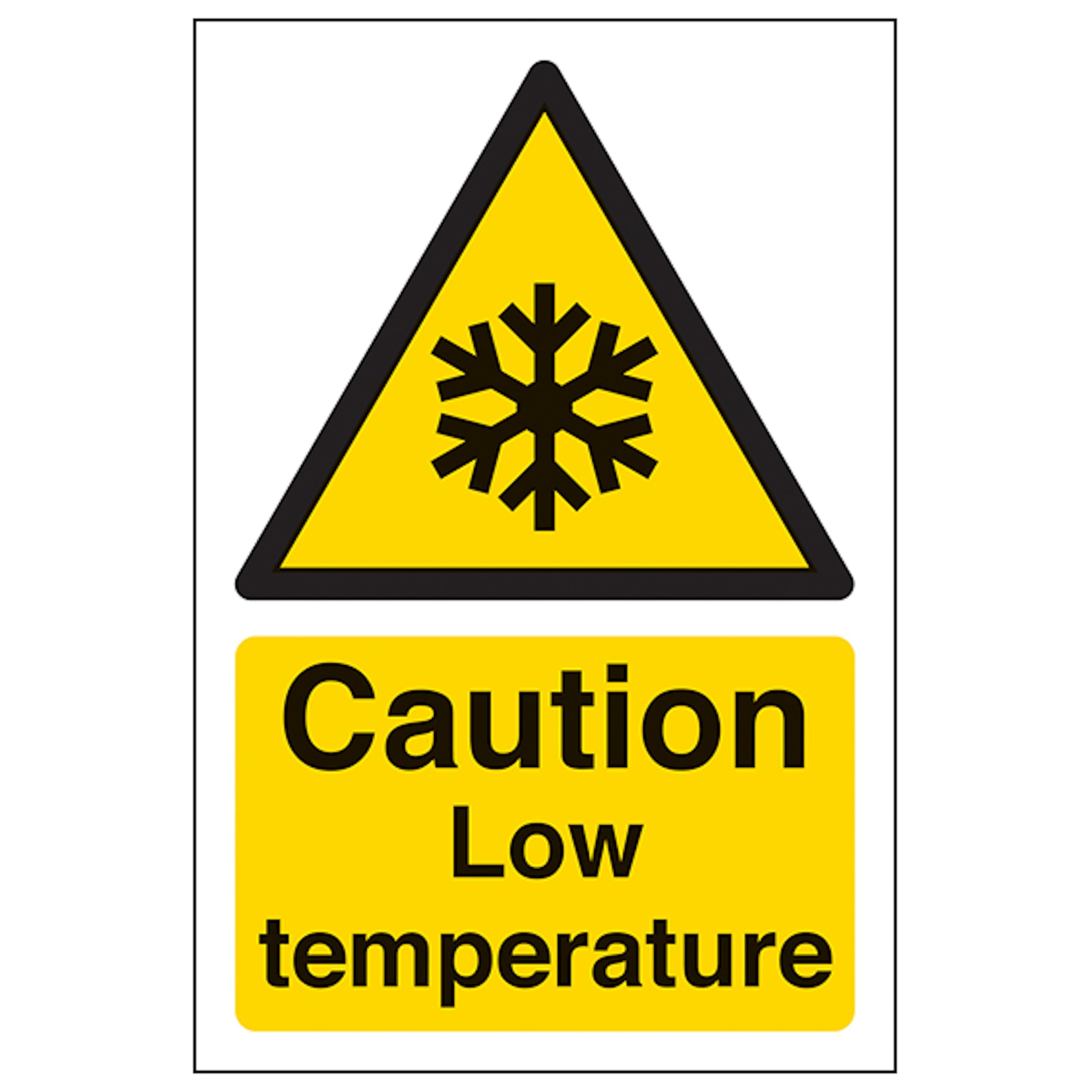 V Safety Caution Low Temperature - Portrait 150 x 200mm - 2mm Rigid Plastic Safety Sign