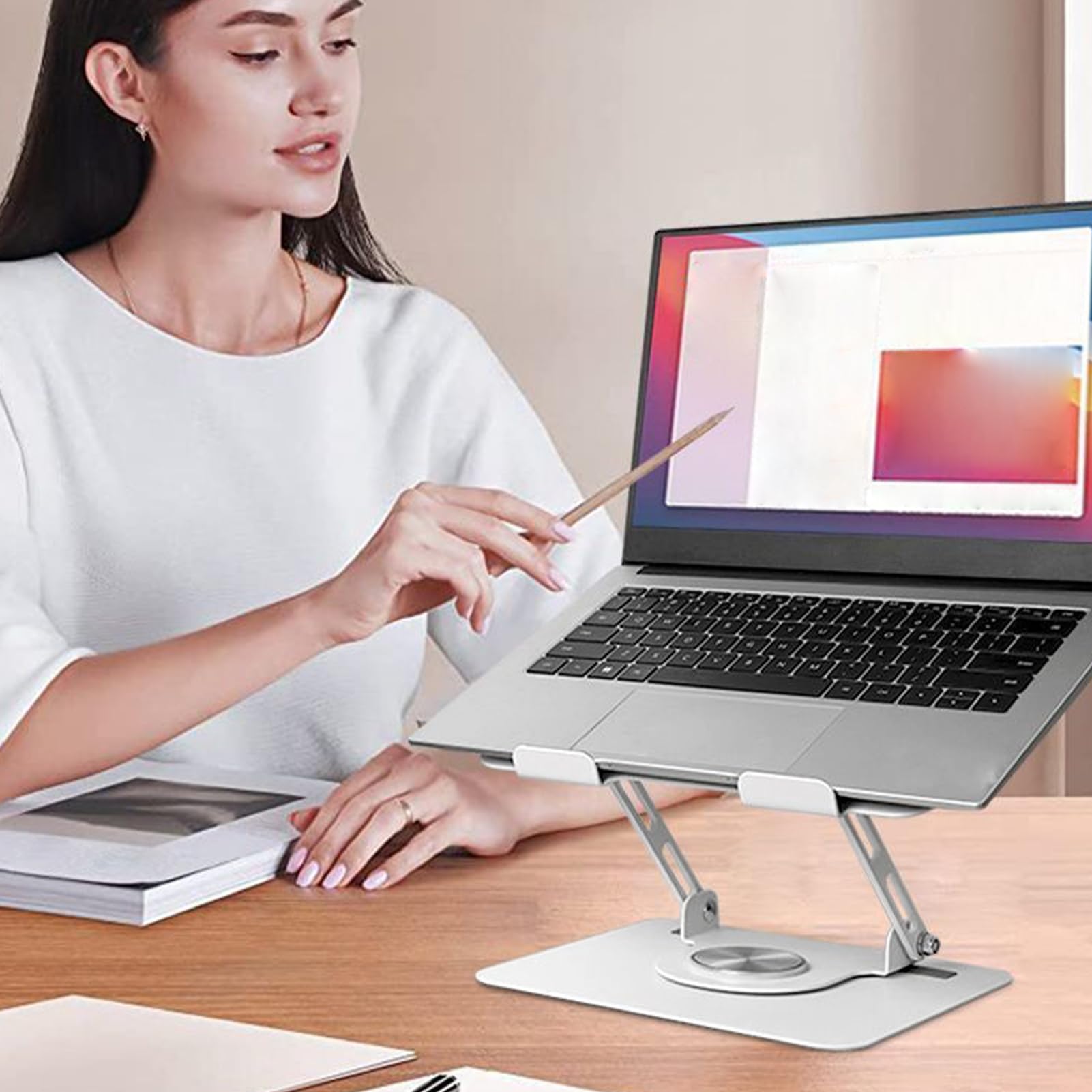 Supporto laptop portatile Base pieghevole portatile regolabile a rotazione | Rialzo per Notebook per Ufficio Domestico, Studio in Casa, Camera da , Soggiorno, Computer, Laptop