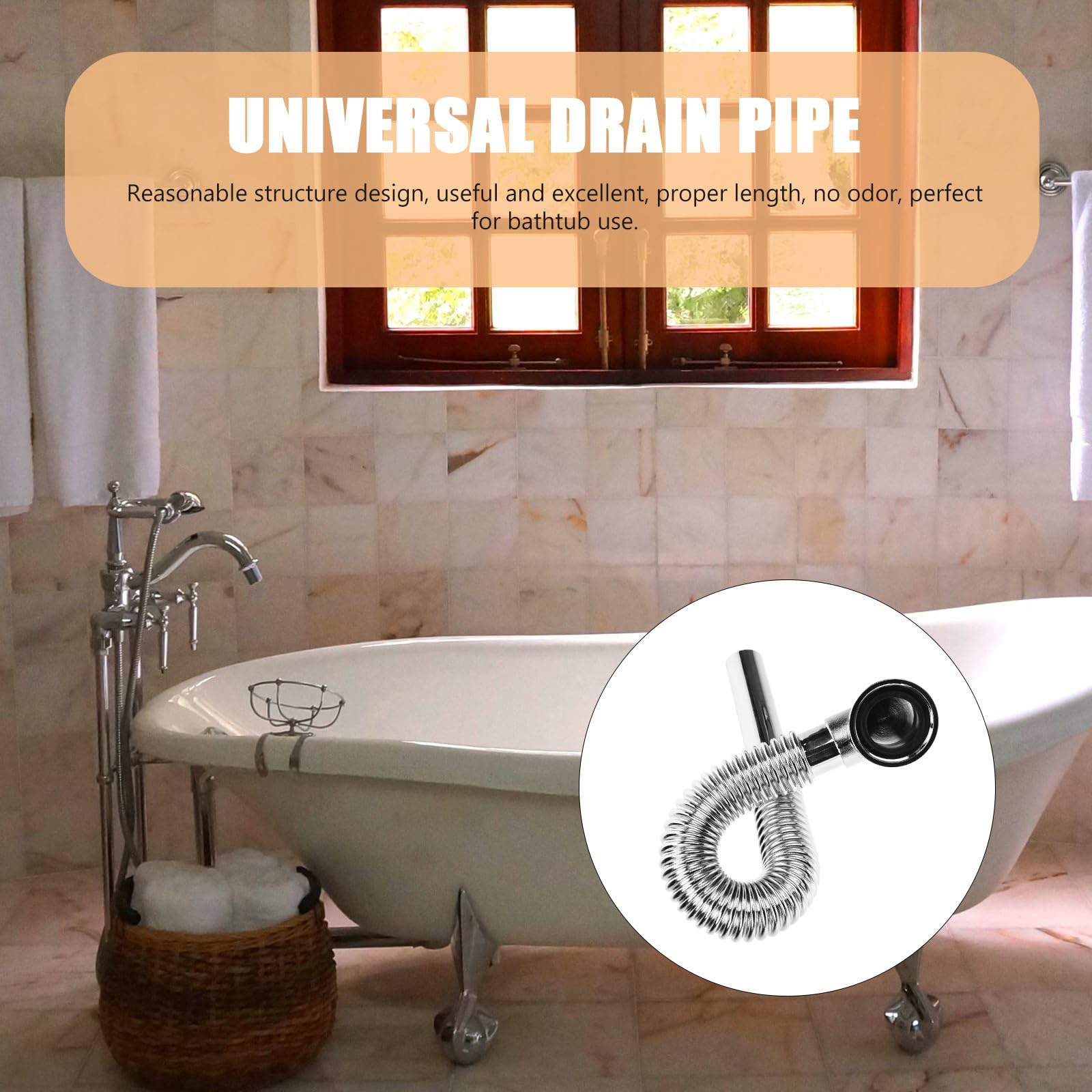 Manguera de extensión flexible de cobre para bañera – Tubo de drenaje de bañera de alta dureza, diseño desmontable para fontanería de baño, ideal para uso doméstico y hotelero