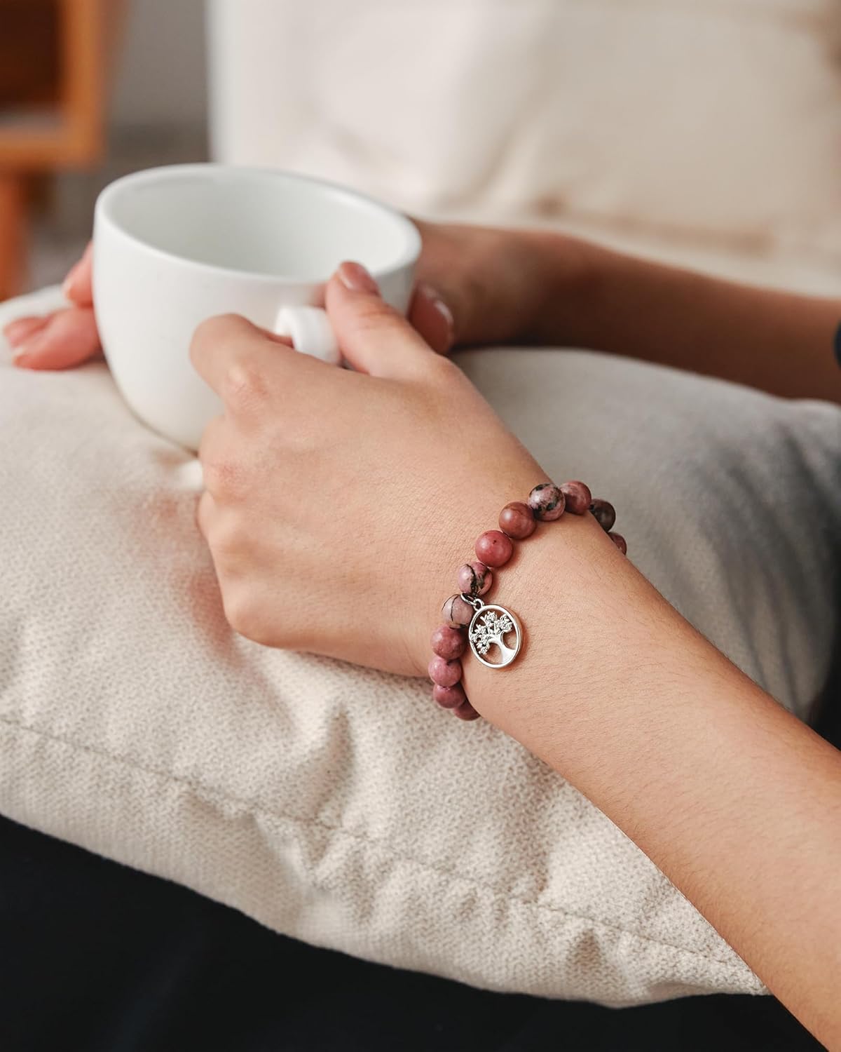Health & Peace Tree of Life Bracelet for Grandma, Natural Stone with Sparkling Metal Charm, Mother's Day Gift with Blessing Card for Wellbeing and Protection - Image 7