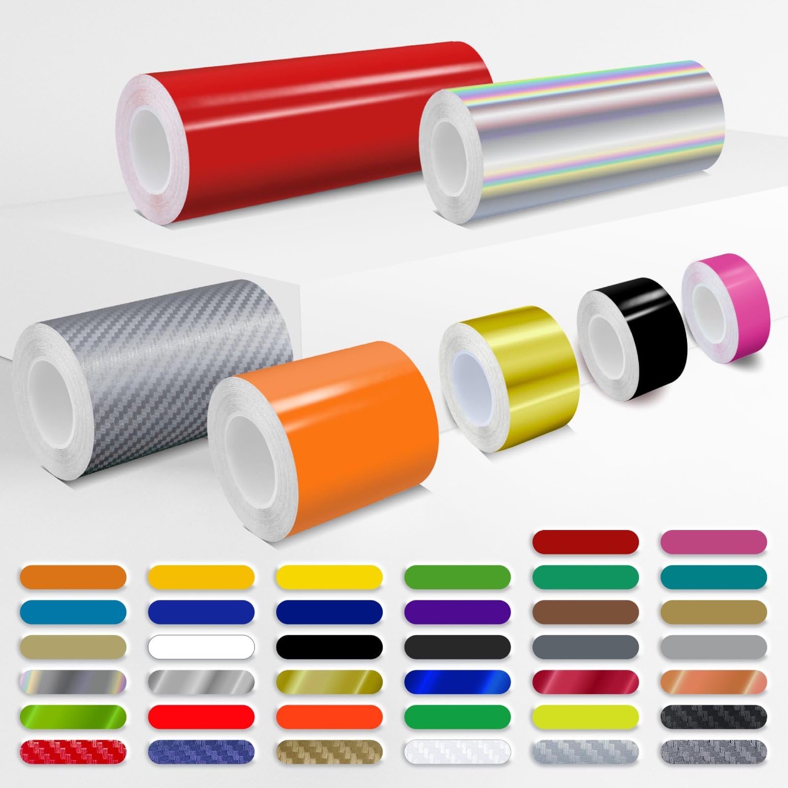 Self-Adhesive Vinyl Pin Stripe Roll Decal Sticker Tape 32ft 9.80m - HOLOGRAPHIC SILVER, 2.0