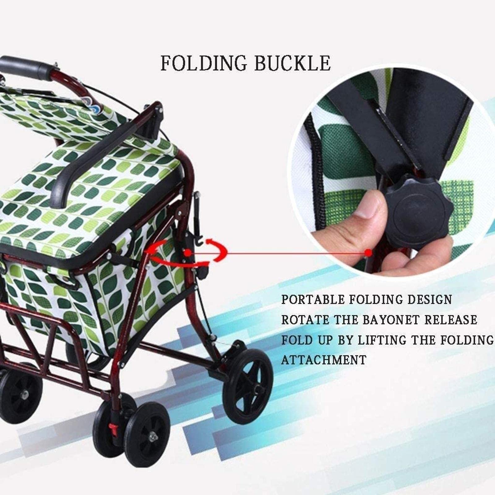 Rollator Walker Rama do chodzenia Standardowy chodzik Rollator 4 koła Rollator do chodzenia, składana pomoc w chodzeniu, siedzisko z regulacją wysokości Chodzik dla osób starszych Tęsknota za