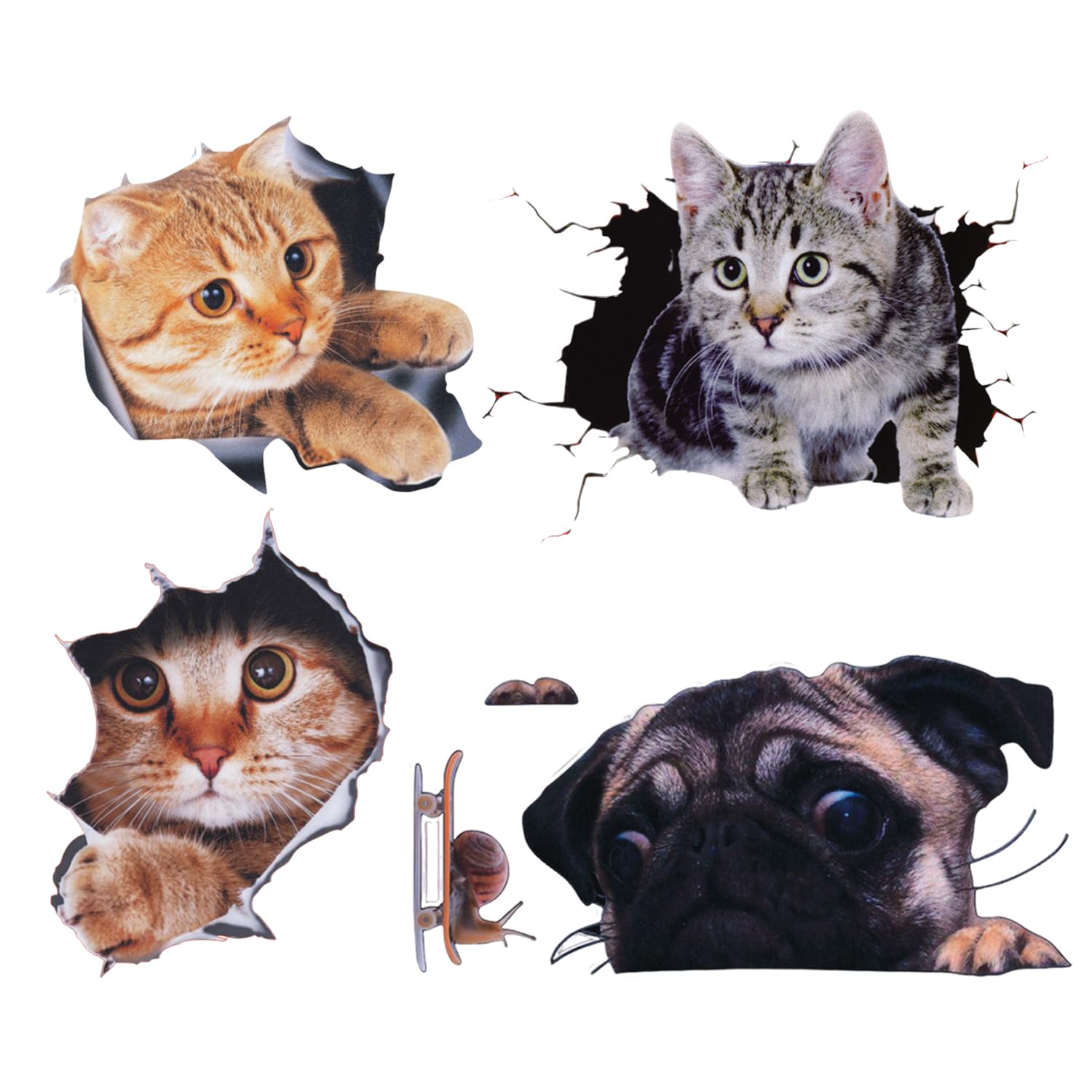 Maxquu Multicolor 4 Cat Stickers, Creative And Fun Stickers, Car Decoration Stickers, Can Also Be Used In Refrigerators, Windows, Suitcases.