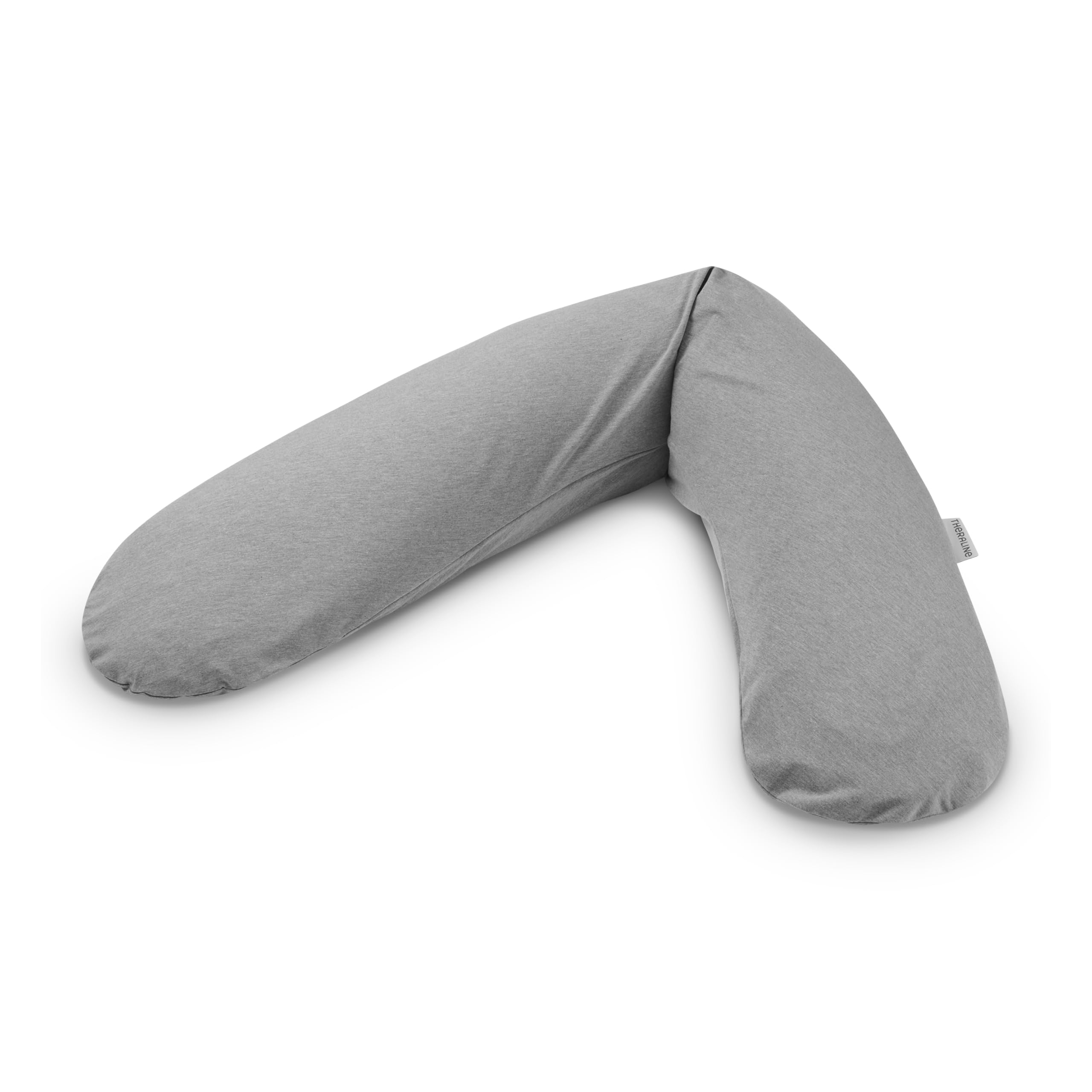 Theraline Das Original Schwangerschaftskissen zum Schlafen, Seitenschläferkissen mit Bezug, Komfortkissen mit Perlenfüllung, Body Pillow & Pregnancy Pillow (Melange Mittelgrau)