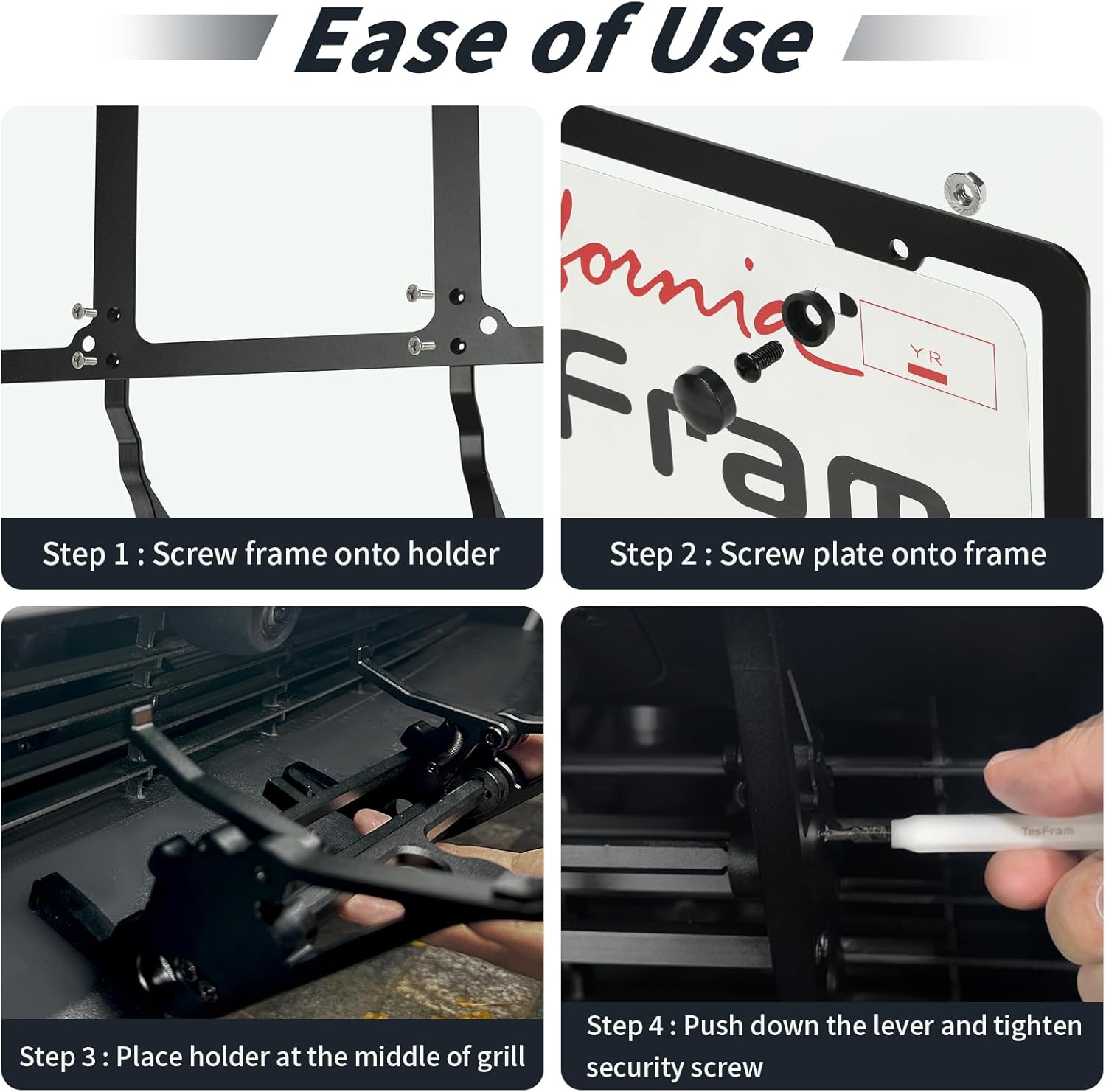2026 Tesla Model Y Juniper License Plate Holder - Unobstructed Camera Visibility - No Drill Front License Plate Bracket Mounting Kit with Anti Theft Features (Fit Model Y Premium ONLY)