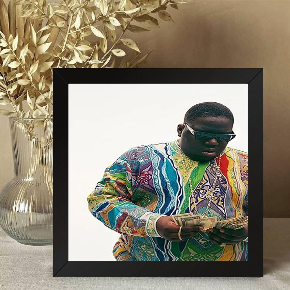 GADGETS WRAP Printed Photo Frame Matte Painting for Home Office Studio Living Room Decoration (10x10inch Black Framed) - Biggie Smalls Legend