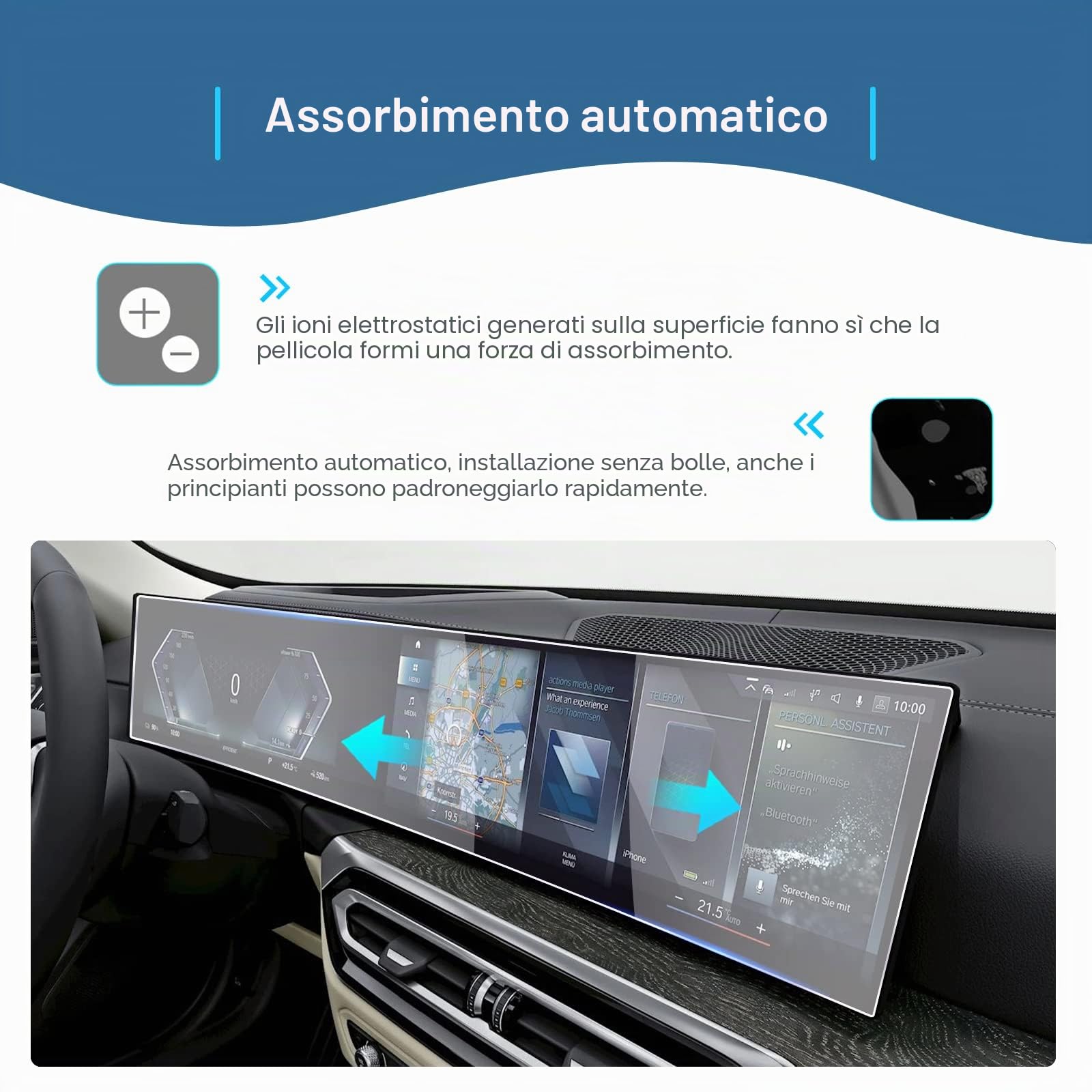 GAFAT Compatibile con BMW i3 i4 i5 i7 iX X5 X6 X7 XM iDrive 8 2022 2023 2024 Pellicola Protettiva, Pellicola in Vetro Temperato per iDrive 8 Navigation + Cockpit, Antiurto, 9H Anti Graffio