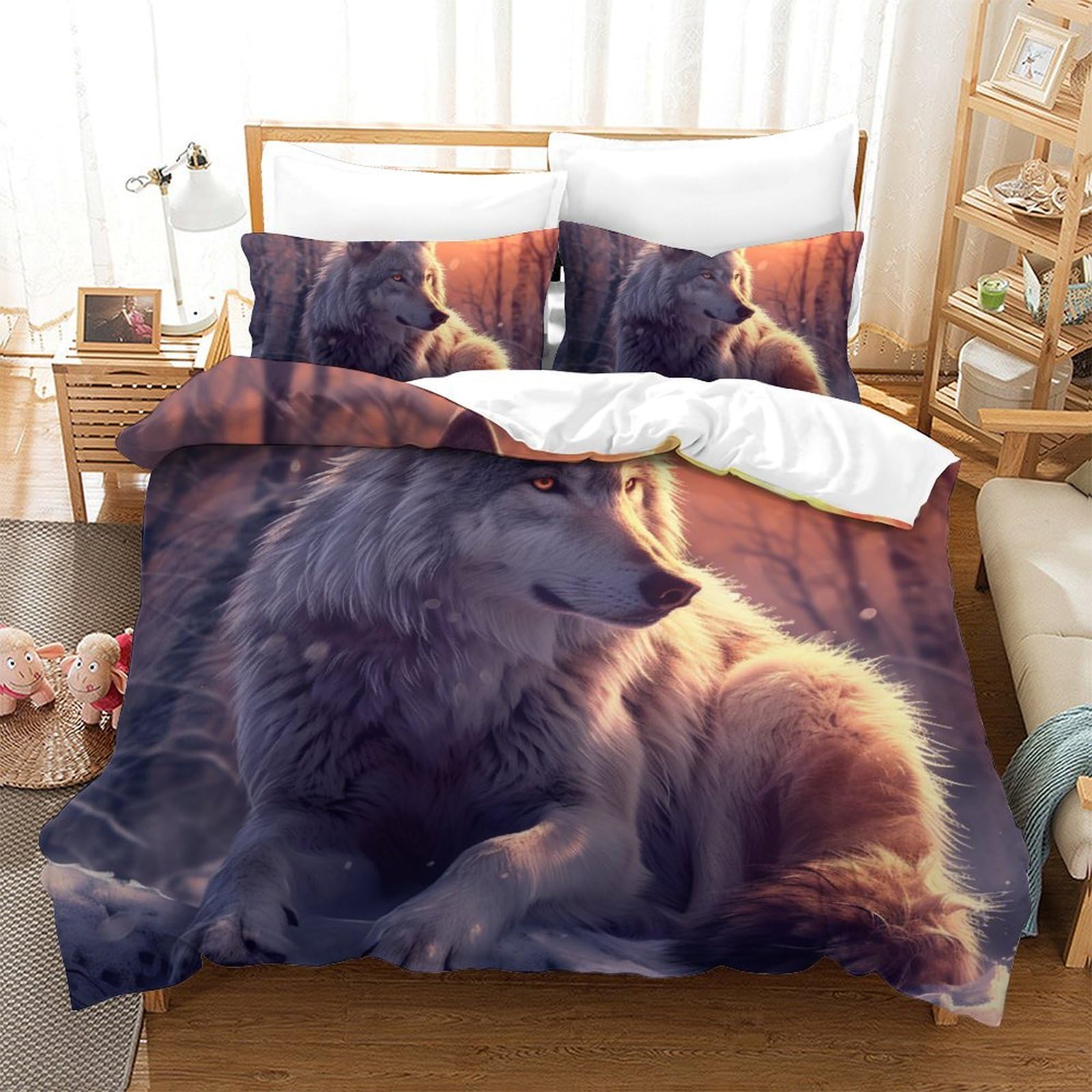 Housse de couette loup 3D microfibre de qualité supérieure