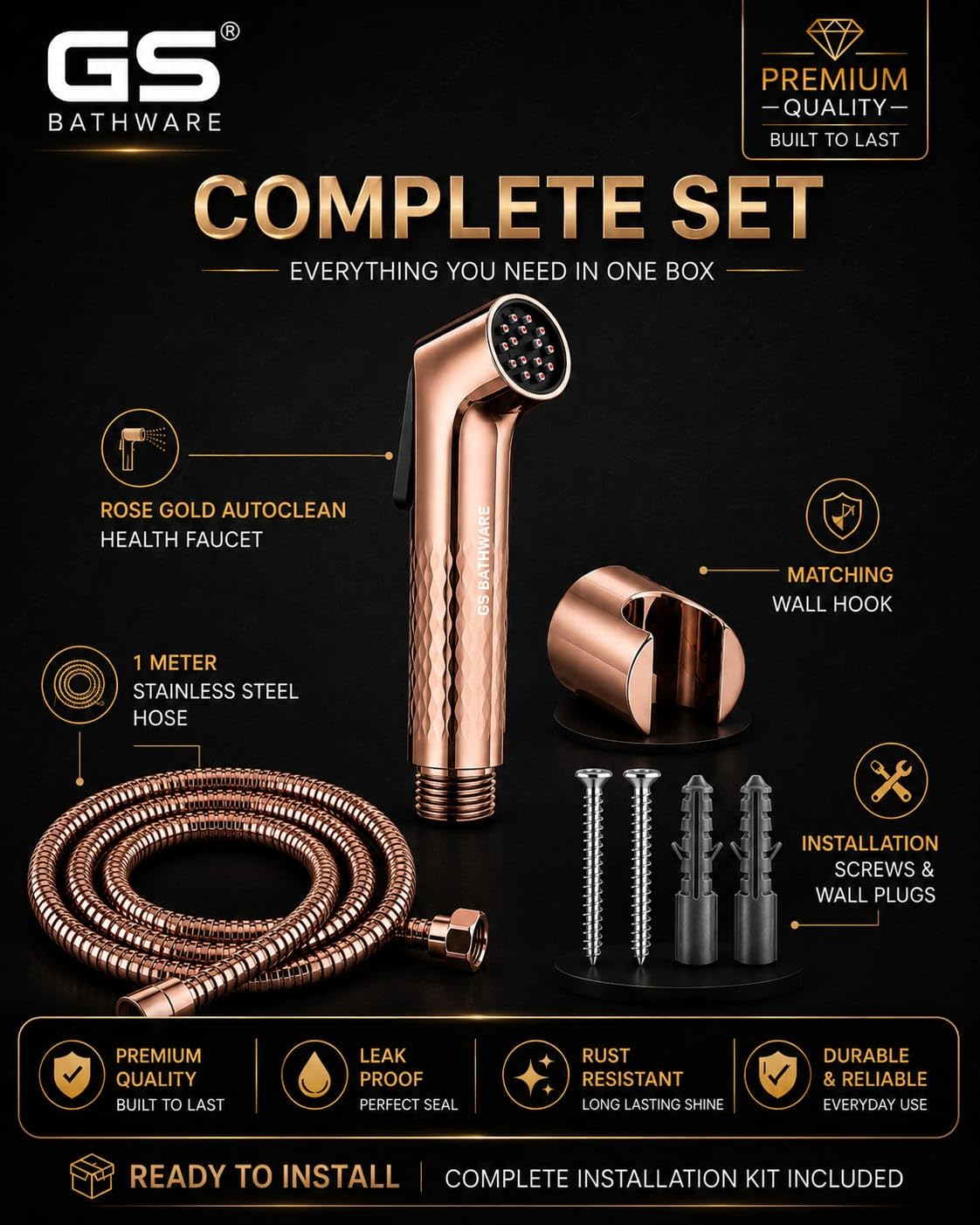 Rose Gold Self Cleaning Health Faucet - GS Bathware -8