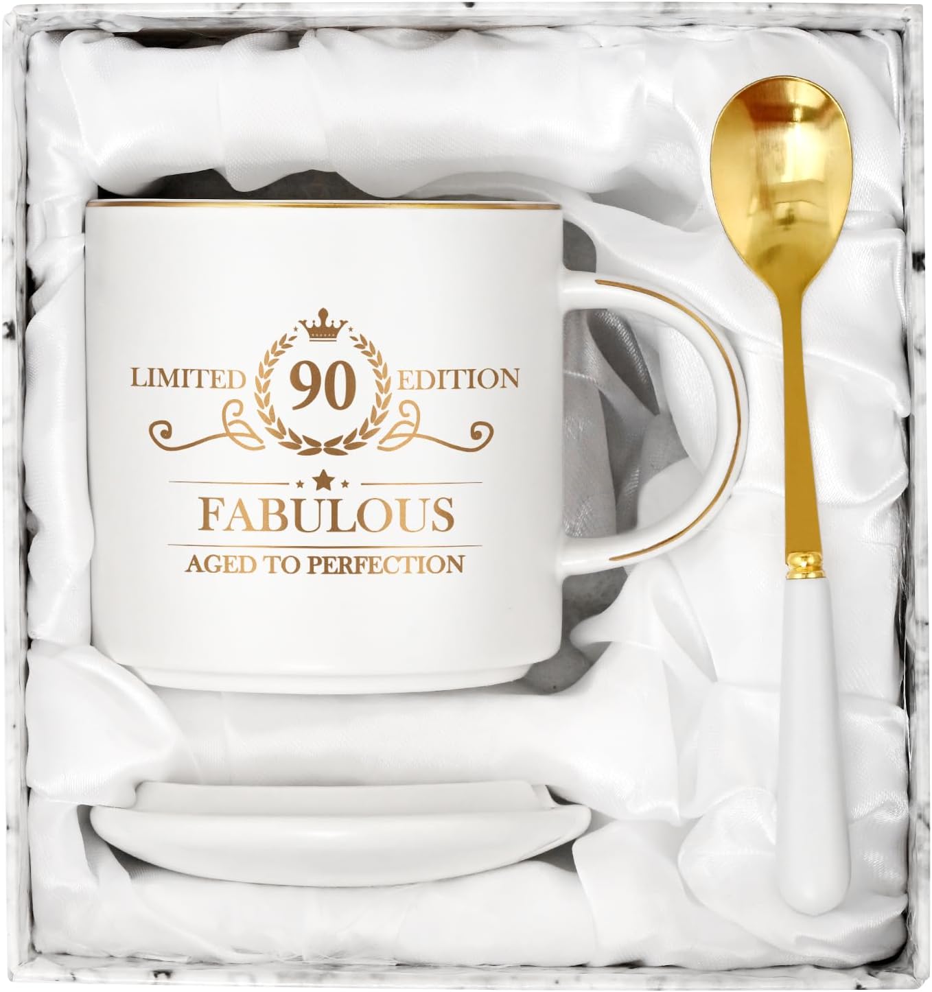 Cabtnca 90th Birthday Gifts for Women, Gifts for 90 Year Old Woman, 90 and Fabulous, Limited 90 Edition Mug, 90th Birthday Gift Ideas for Grandma Mom Aunt, 90th Birthday Mug, 12Oz