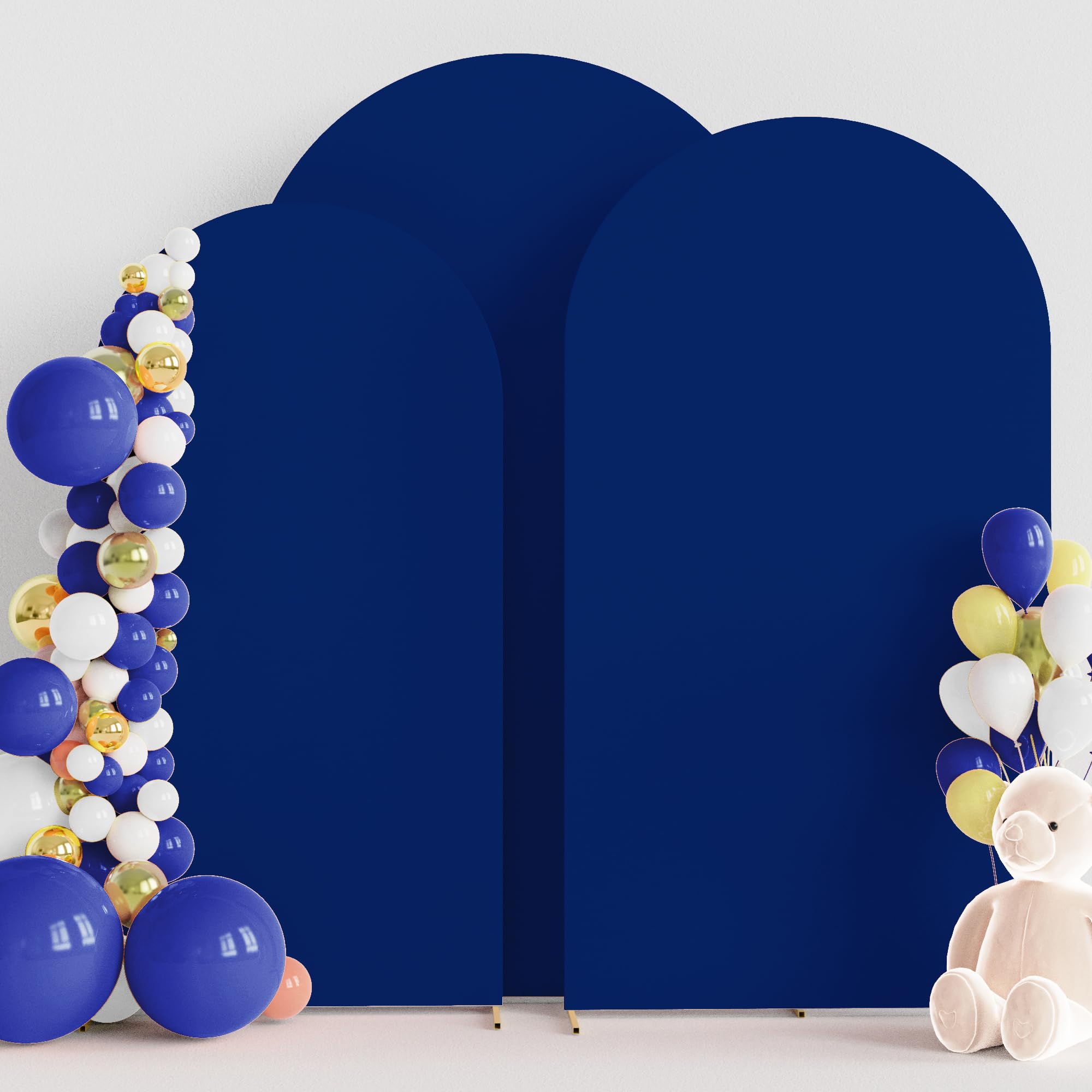 Wokceer Wedding Arch Cover (7.2FT, 6.6FT, 6FT) Set of 3 Spandex Fitted Wedding Arch Stand Covers for Round Top Chiara Arch Backdrop Stands Cover for Birthday Party Ceremony Banquet Decor Royal Blue