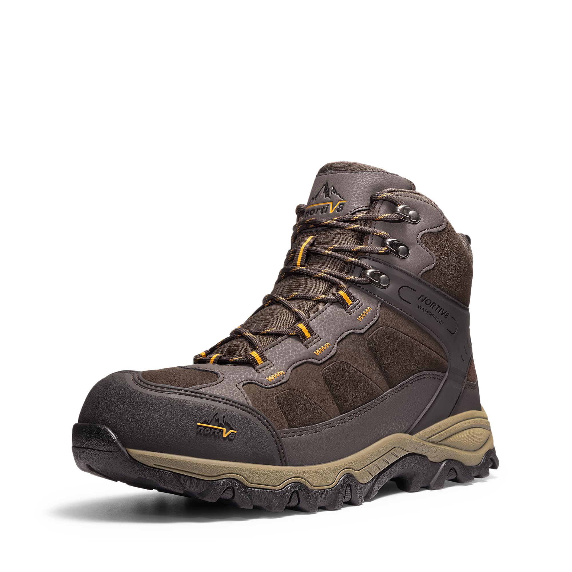 NORTIV 8 Waterproof Steel Toe Boots for Men Slip Resistant Safety Industrial Boots