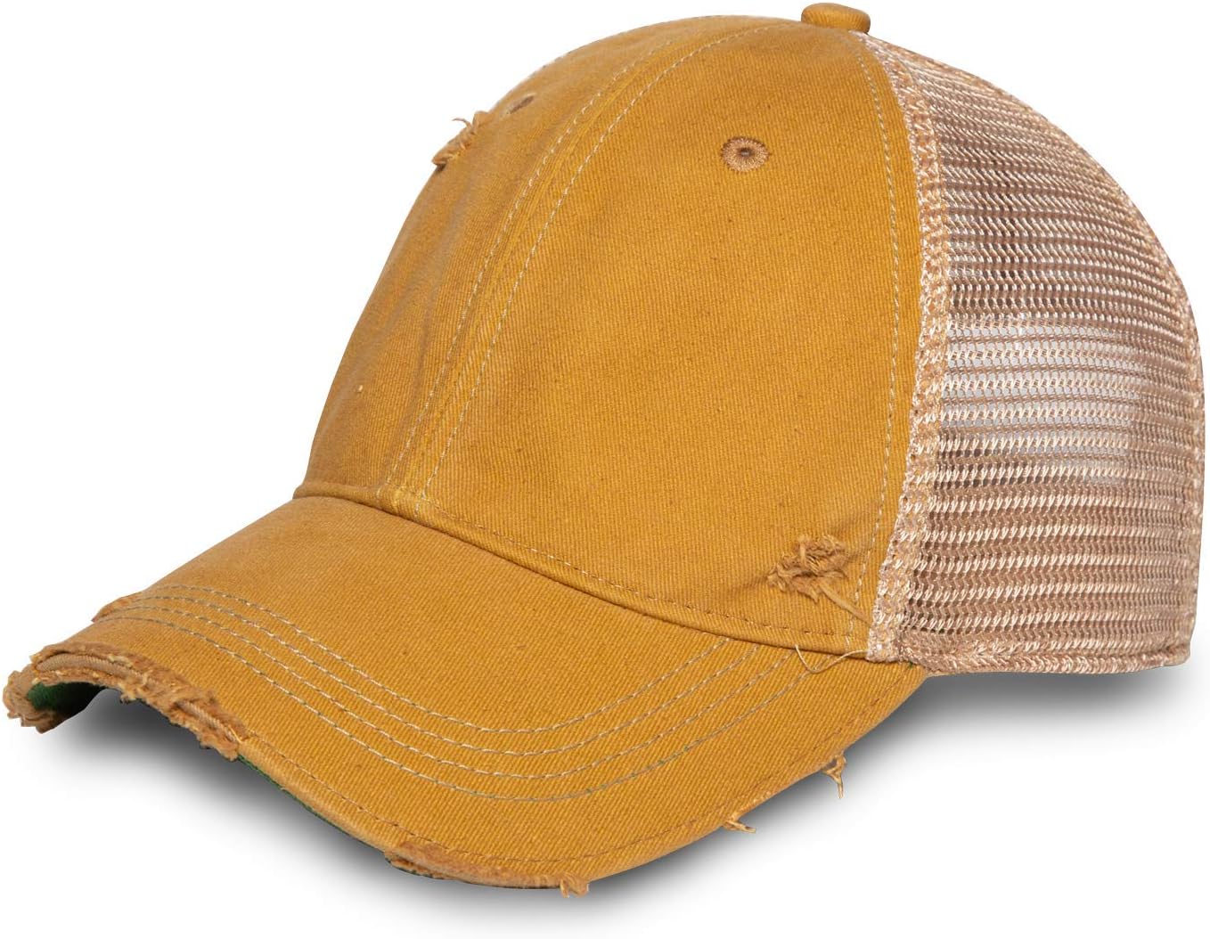 YPO Rhino ODM Cap: Vintage Distressed Unstructured Mesh Back Plastic Snap Baseball Cap