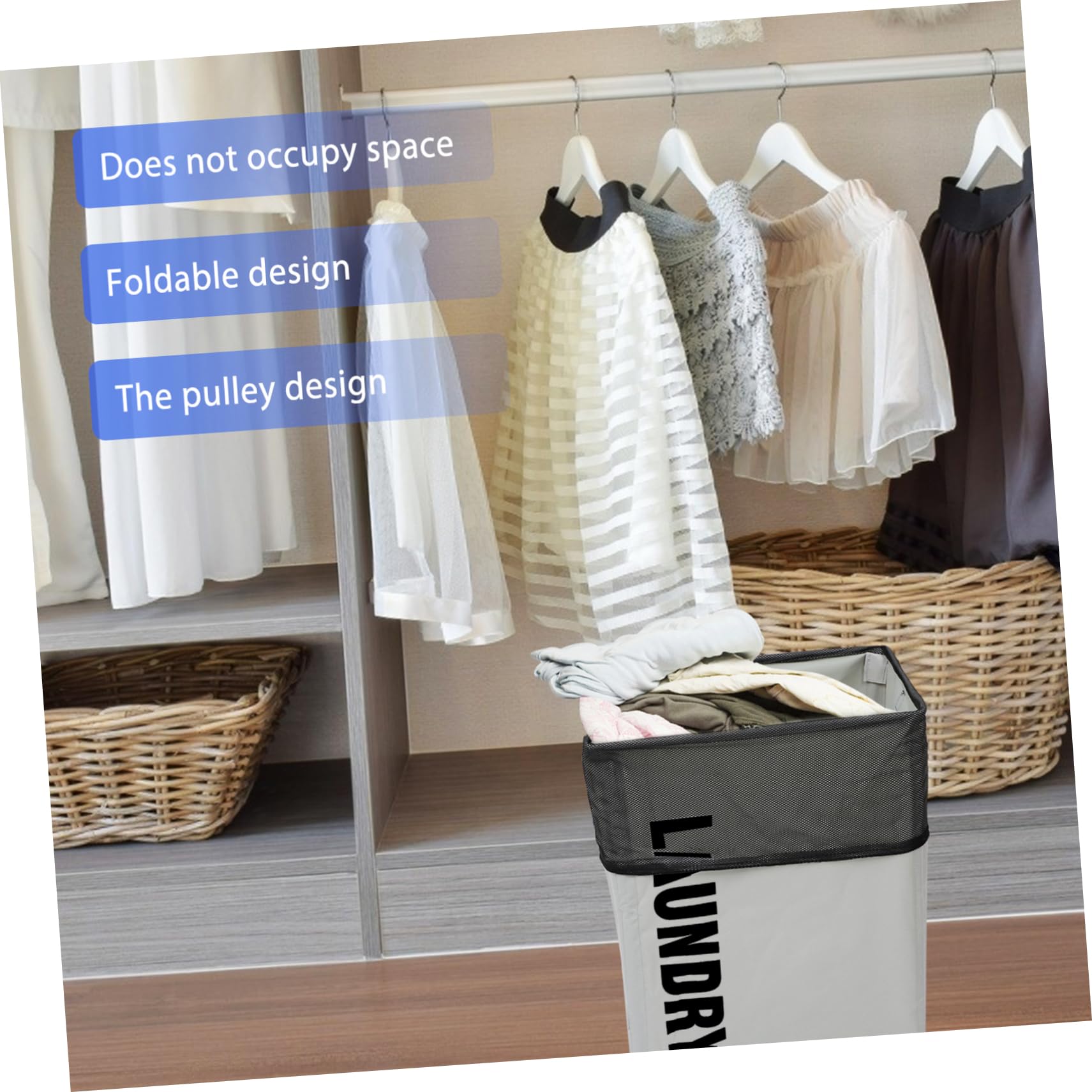 Cesto de Ropa Sucia Plegable con Ruedas y Asas de Oxford