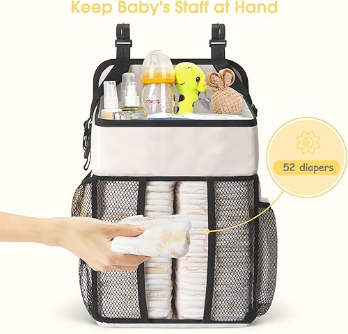 Miniatura 7 de Maliton Organizador de pañales  Organizador de pañales colgante para cambiador, cuna, paquete y juego  Soporte apilador de pañales con capacidad