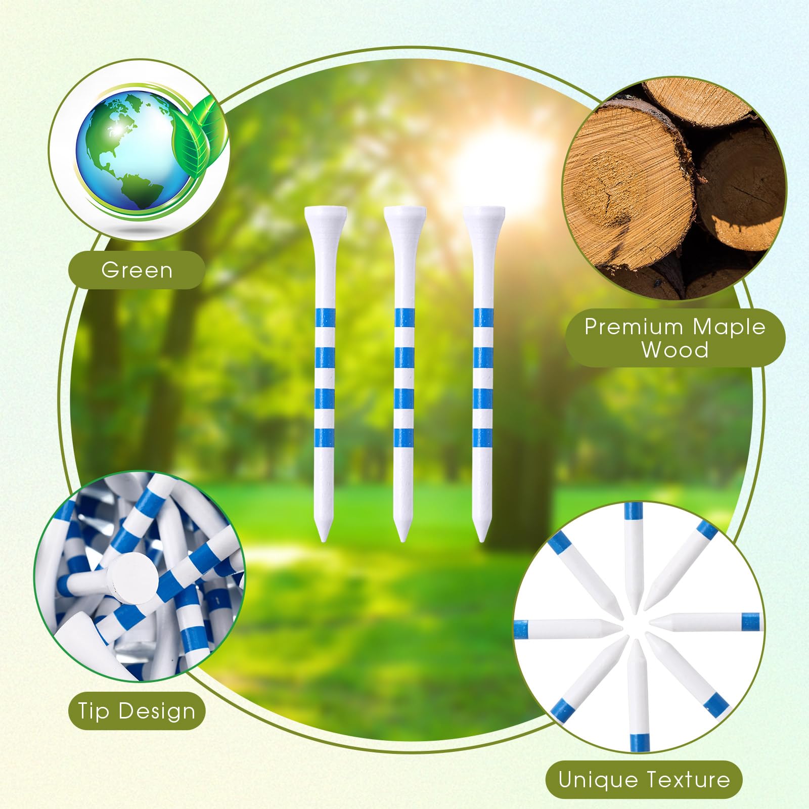 Vinsot 1000 Pcs Golf Tees Bulk Wood Tees, Golf Tees for Women Men Ladies Clubs Golf Ball Theme Party Accessories