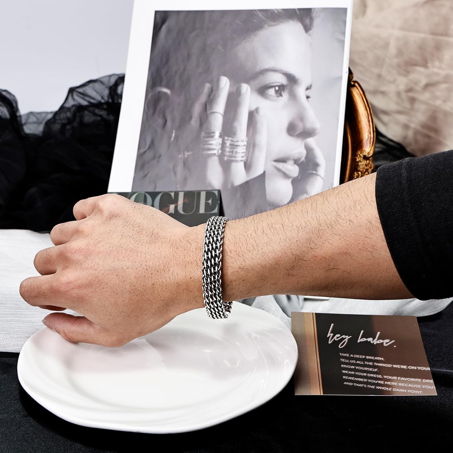 Handmade 925 Sterling Silver Bangle Bracelet for Men, Vintage Weighted Woven Bangle, Solid Silver Jewelry Gift, Adjustable Open Silver Plated Bracelet for Husband Father - Image 2