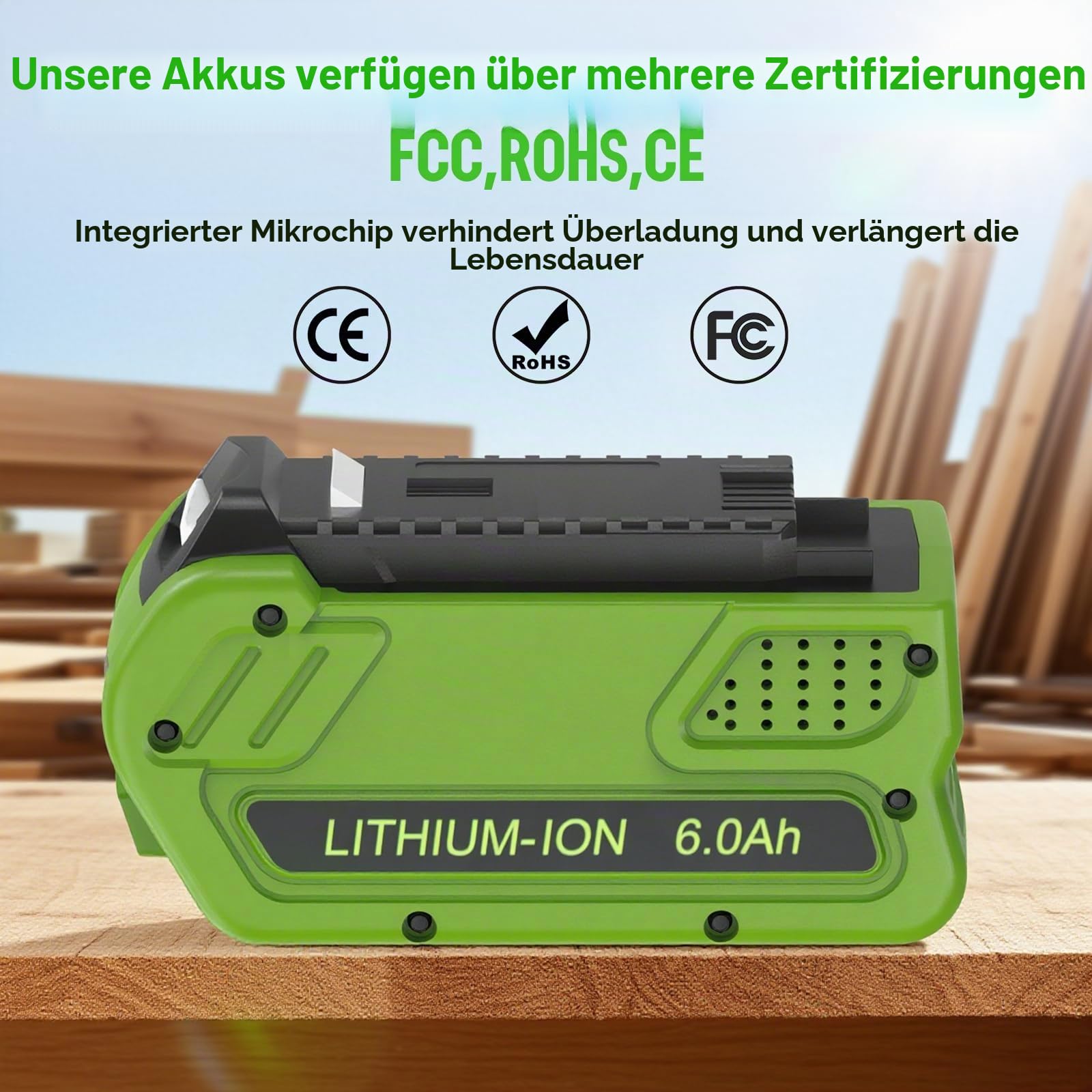 40V 6Ah DREAMDASH Batterie Ersatzakku für Greenworks Akku G40B5 G40B4 G40B2