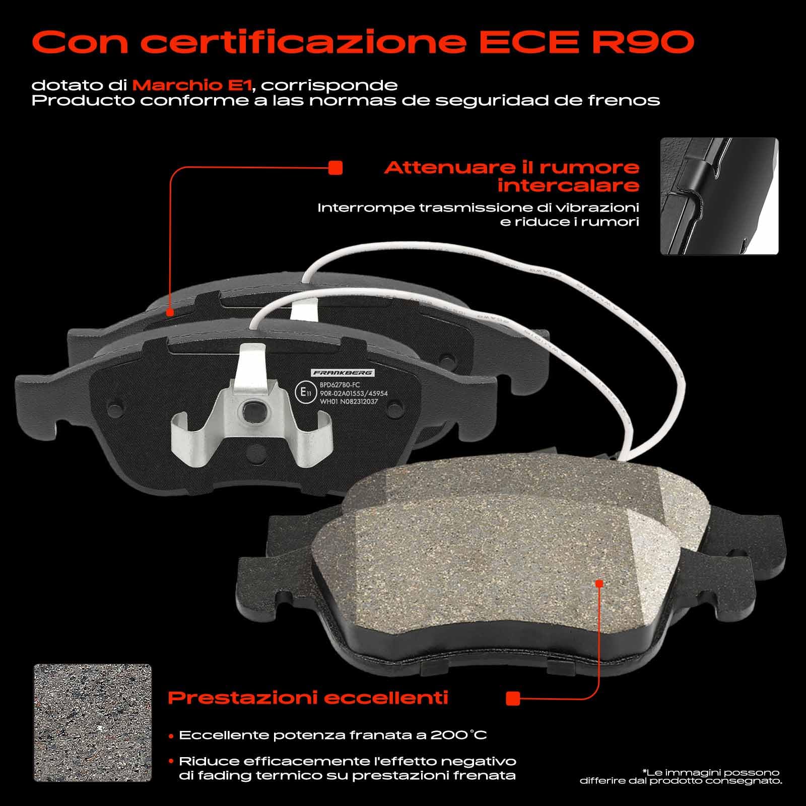 Frankberg 1 set freni incl. 2 dischi freno + 4 pastiglie freno anteriori | Compatibile con: Giulietta 940