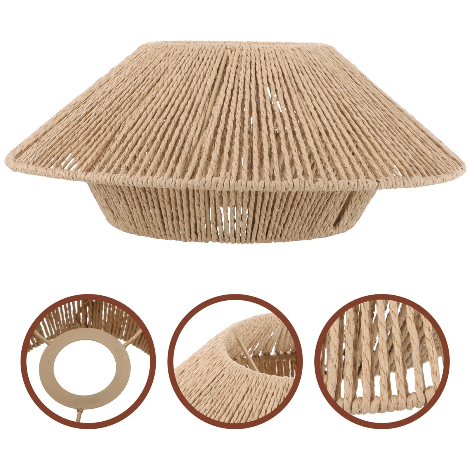 Uonlytech Paralume Lampada a Soffitto Intrecciato in Rattan Plafoniera Retro Paralume Cordato Per Lampade E27 Decorazione Interni Casa Soggiorno