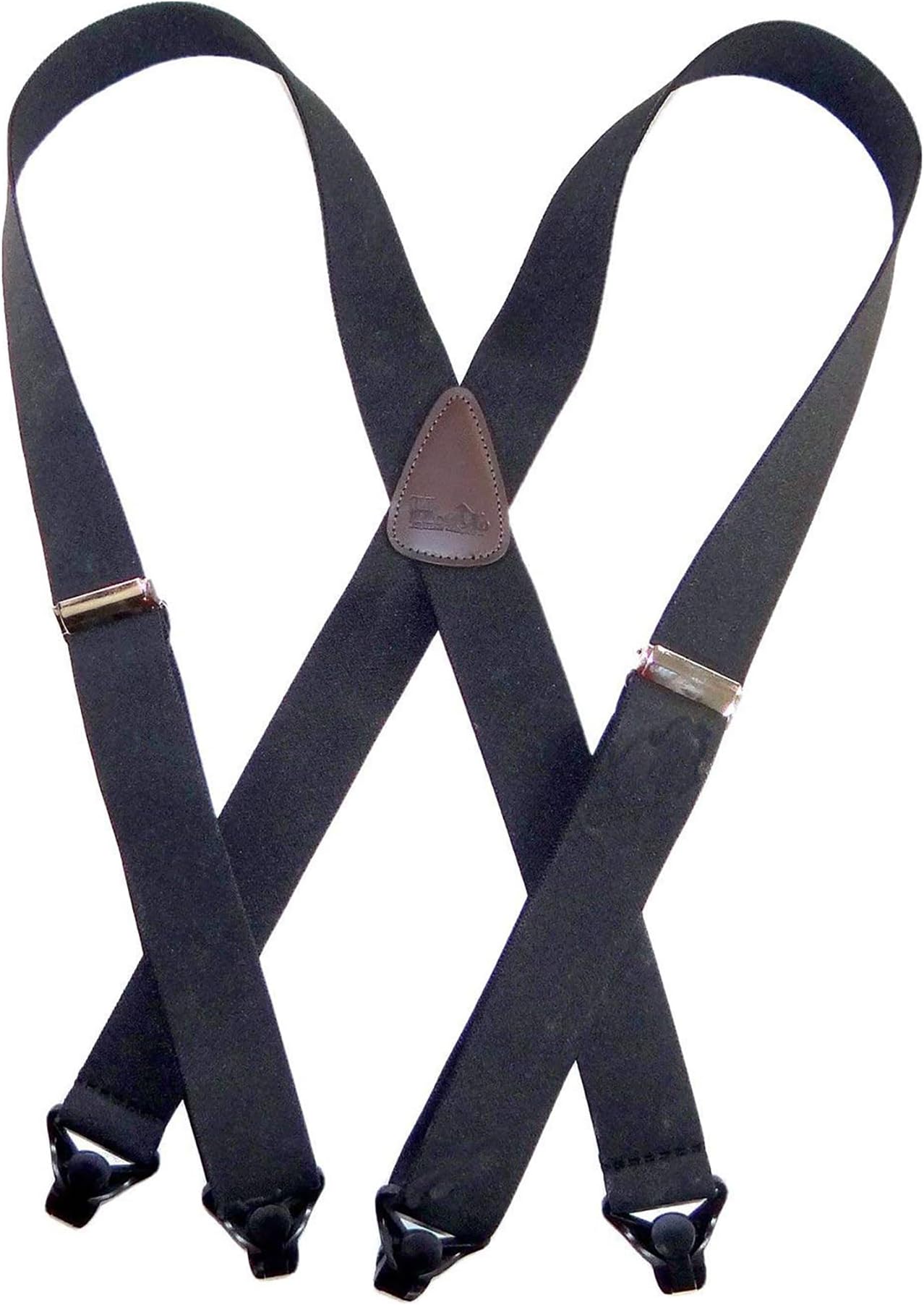 Hold Up Suspenders for Men - Ski Suspenders 1 1/2" - USA Patented Black Composite Plastic Heavy Duty Gripper Clasps