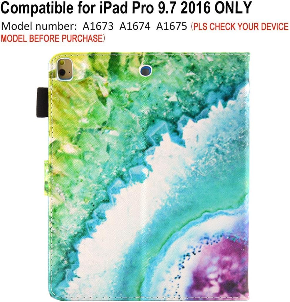 JZCreater Case for iPad Pro 9.7 2016- Kickstand Flip Wallet Case with Auto Sleep/Wake Leatherette Protective Case Cover, Coral