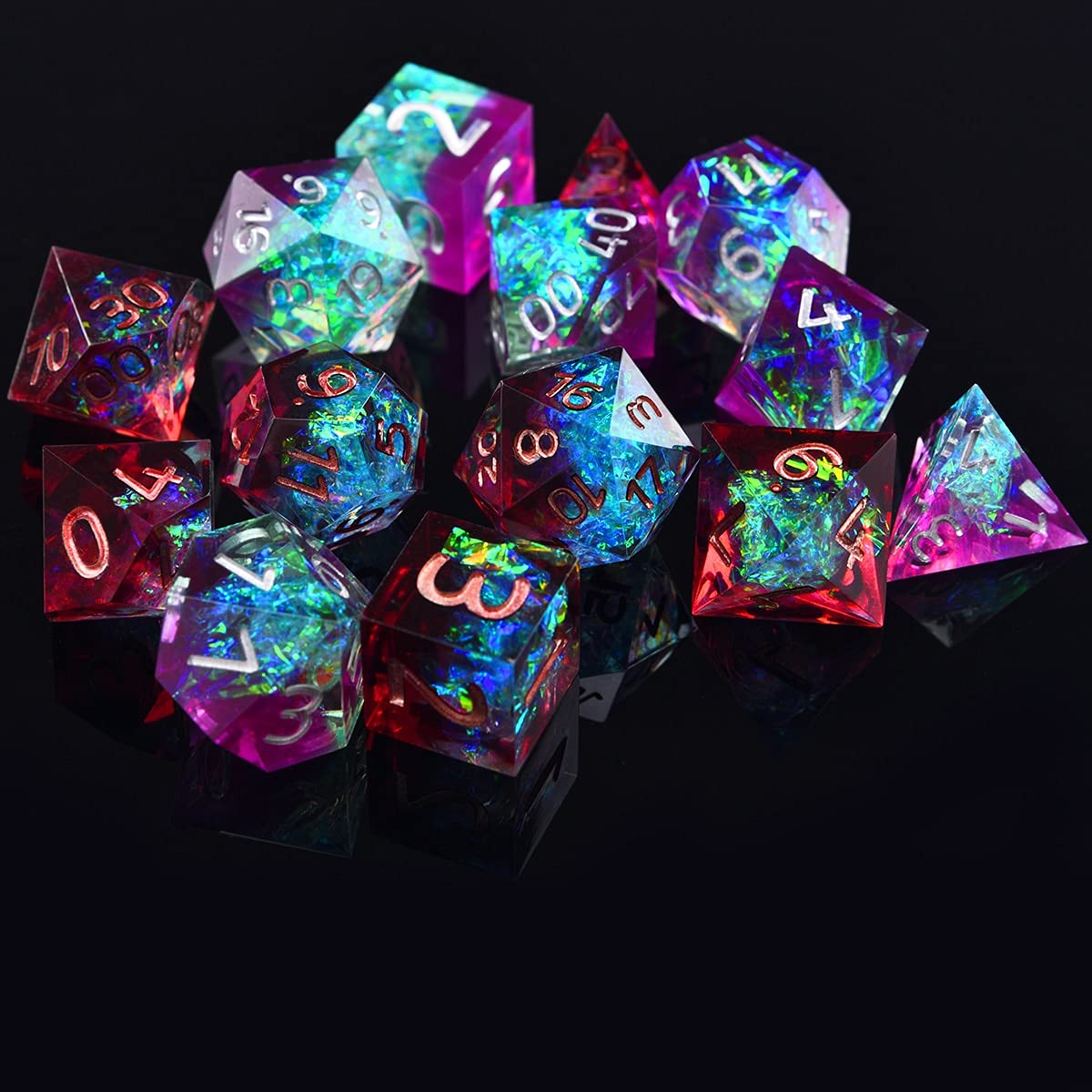 D &Ｄ ZX Resin Polyhedral Dice Set Iridescerend Glare for Table Games