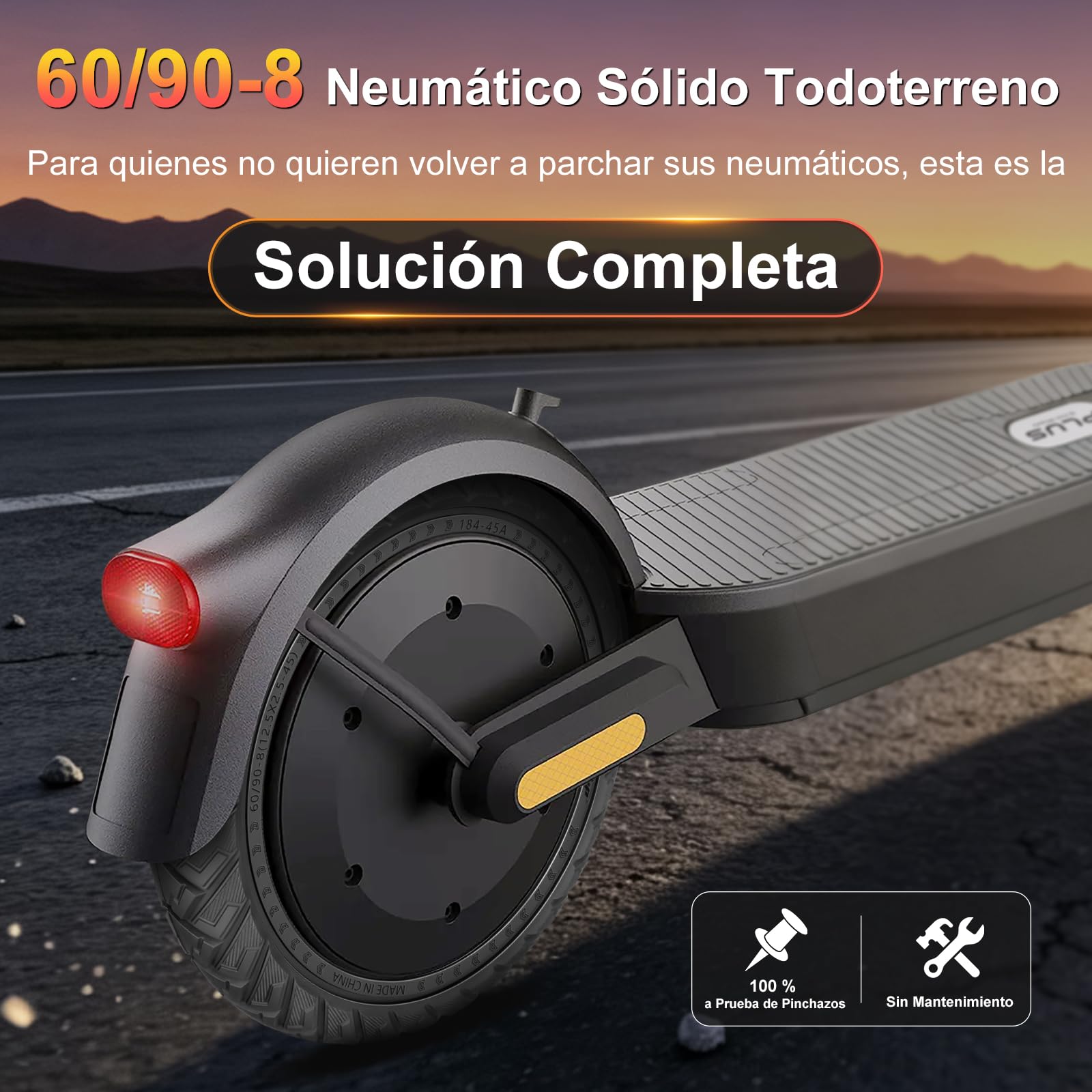 60/90-8 Neumático Maciza para Xiaomi 5 Plus, Neumático de Repuesto de 12 Pulgadas con Ranura para Tarjeta de 45 mm, 12,5x2,5 Ruedas Macizas Antideslizante y Antipinchazos (Negro 2 Piezas)