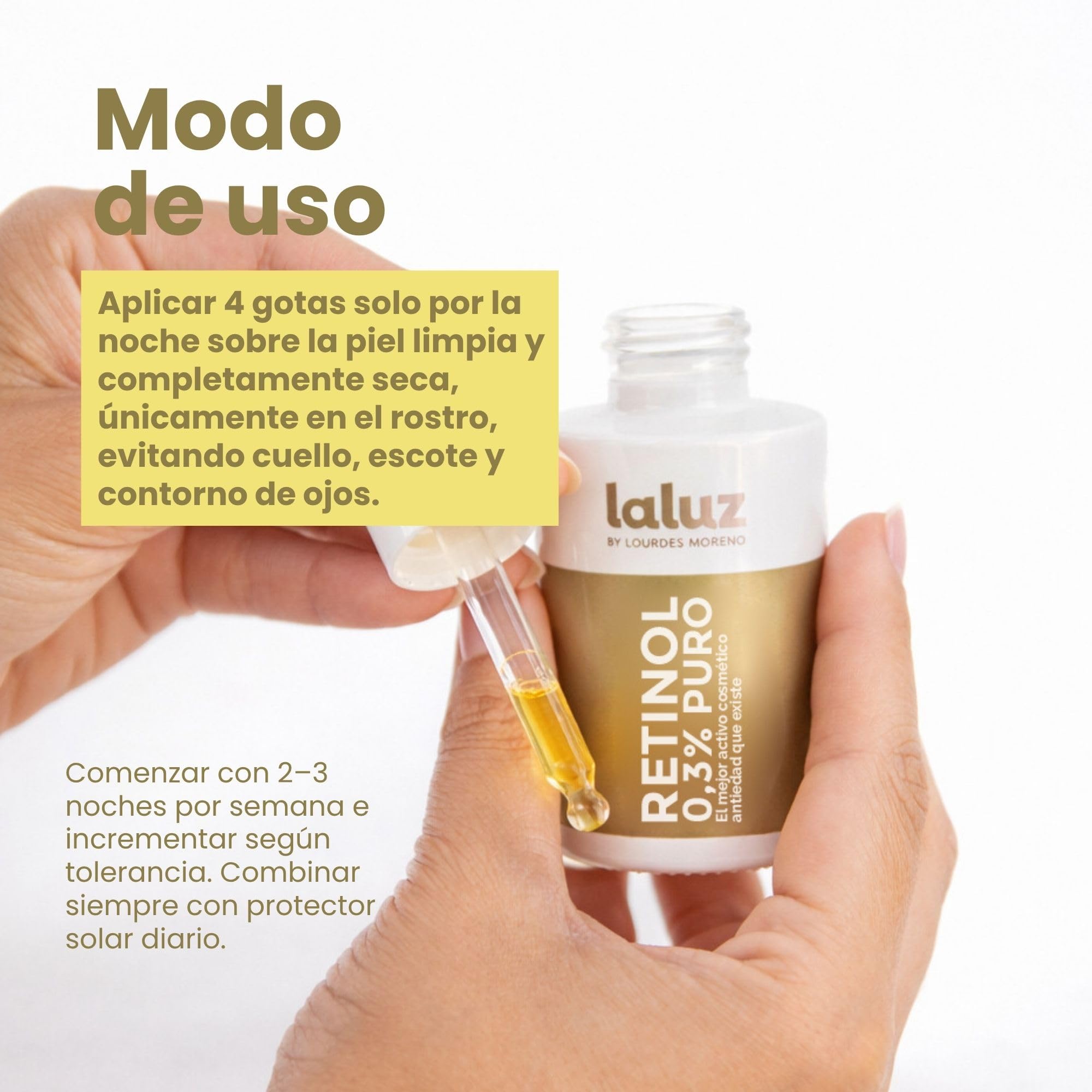 Laluz By Lourdes Moreno | Retinol Puro 0,3% I Serum Retinol Puro Para La Cara I Formulación Única Al 0.3 I Ayuda A Reducir Las Arrugas Y Signos De Envejecimiento | Antiedad Y Manchas 30ml