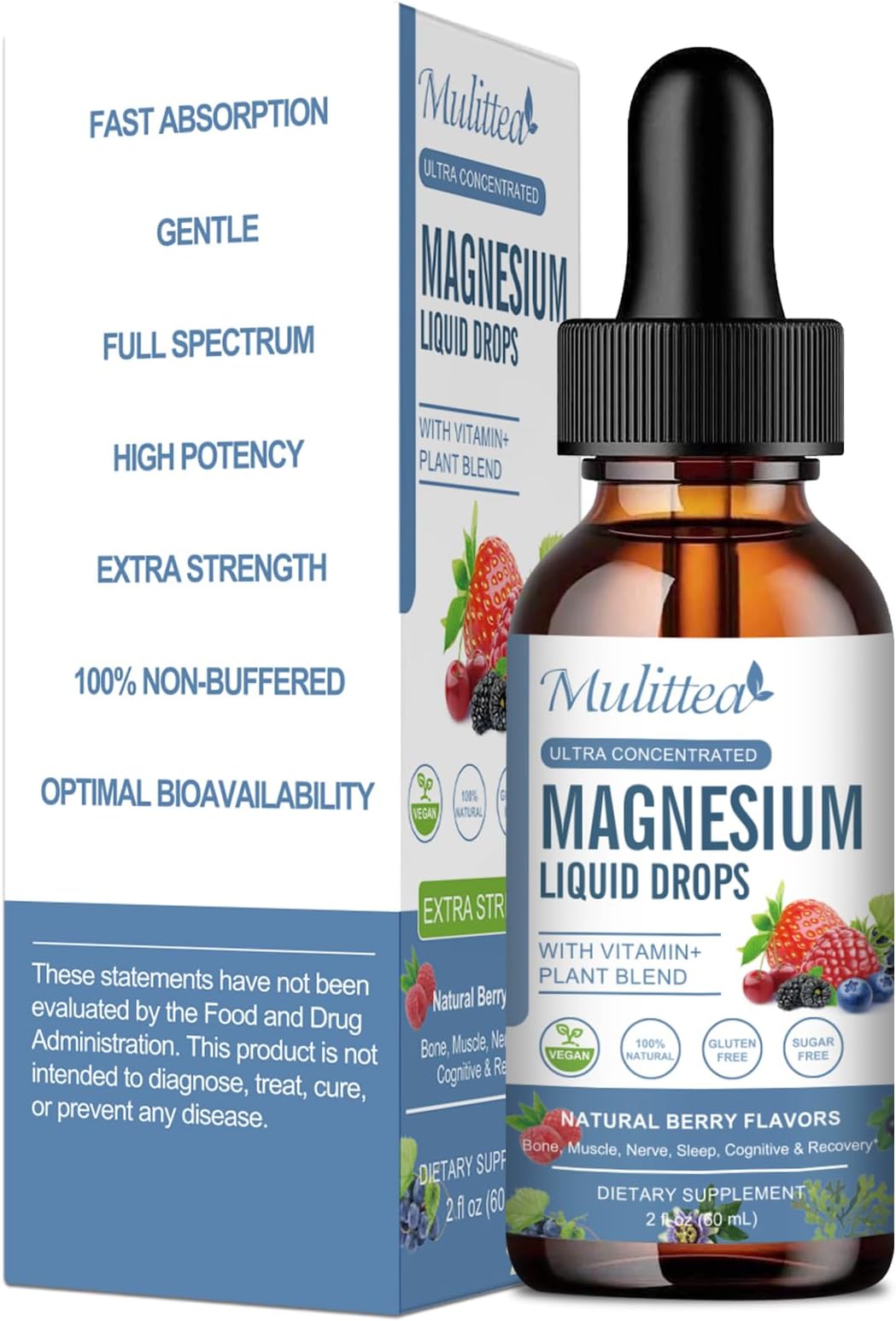 Magnesium Glycinate Liquid Drops with L-Theanine, Ashwagandha & Saffron - Herbal Sleep & Calm Support with Chamomile, Passionflower & Kava - Relaxation, Mood & Nerve Support - Sugar Free - 1 Pack