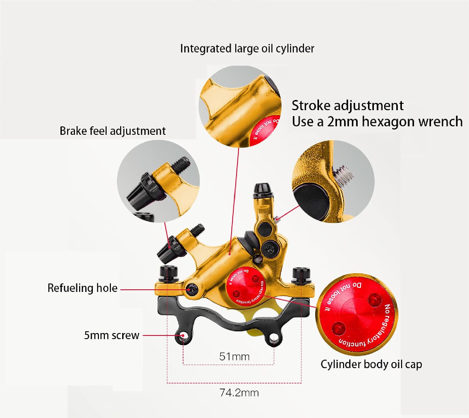 Zacisk hamulca tarczowego do roweru górskiego, mechaniczny rower zacisk hamulca ze stopu aluminium, hydrauliczny zacisk hamulca tarczowego przedni i tylny ciąg liniowy, nadaje się do rowerów elektrycznych składany