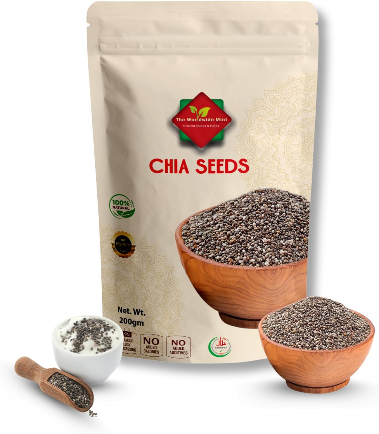 Chia Seeds 200g – 100% Natural, High in Omega-3, Fibre & Protein – Vegan, Gluten-Free, Raw Superfood – Ideal for Smoothies, Baking, Porridge, Salads – Resealable Pouch