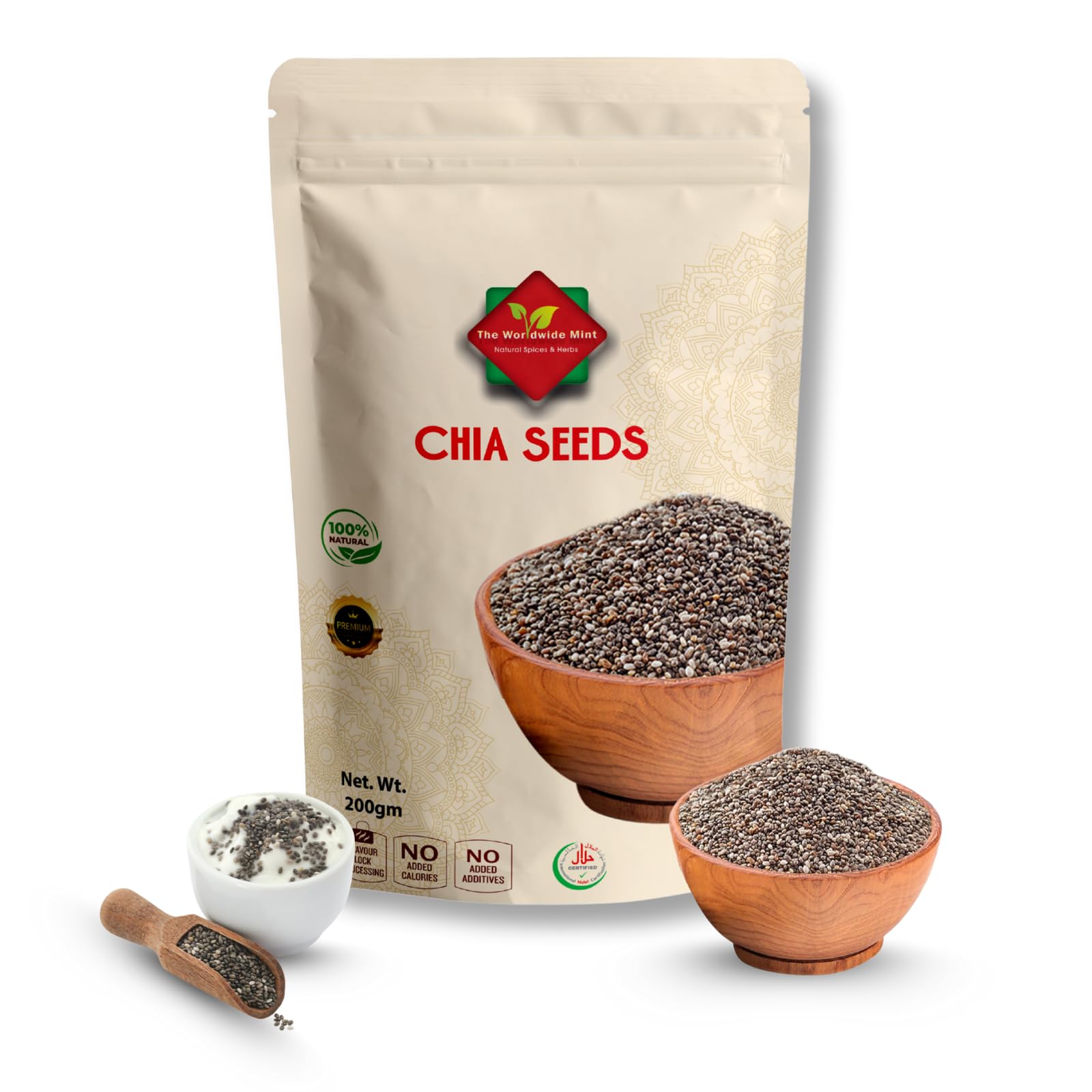 Chia Seeds 200g – 100% Natural, High in Omega-3, Fibre & Protein – Vegan, Gluten-Free, Raw Superfood – Ideal for Smoothies, Baking, Porridge, Salads – Resealable Pouch