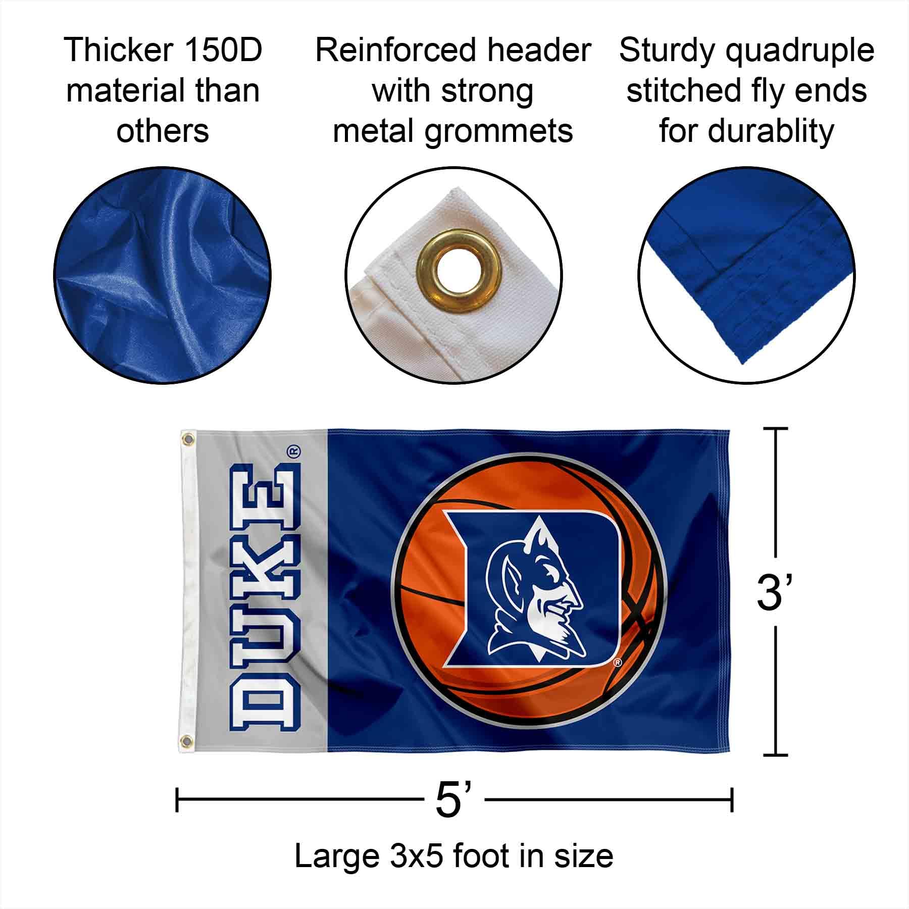 Amazon.com : Duke Blue Devils Basketball Logo Large Grommet Banner