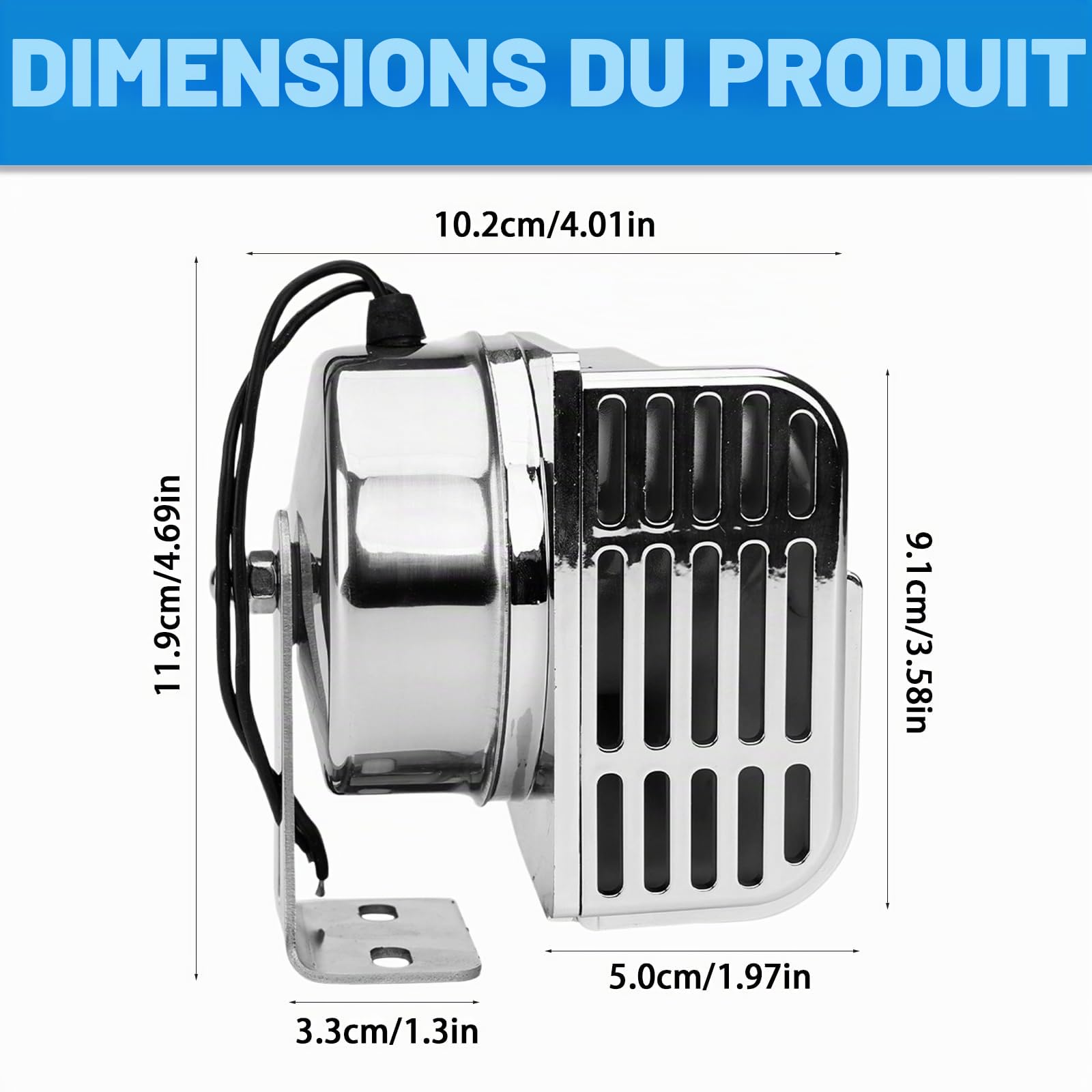 Hupe marine pour bateaux, klaxon de navire 12V, klaxon marin, klaxons de signalisation étanches, klaxon monophonique en acier inoxydable pour navires, bateaux, voiliers, yachts, camions, SUV