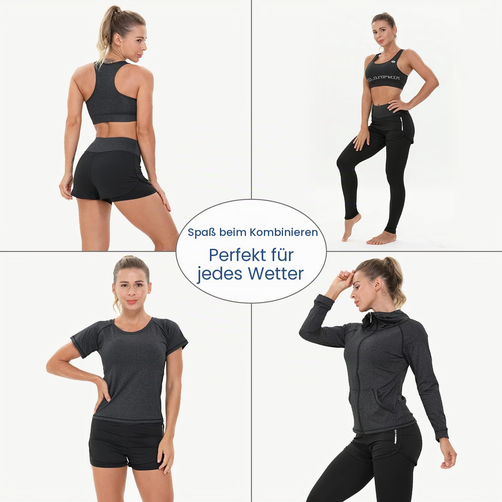 JULY'S SONG Yoga Kleidung Anzug 5er-Set Trainingsanzug Laufbekleidung Gym Fitness Kleidung
