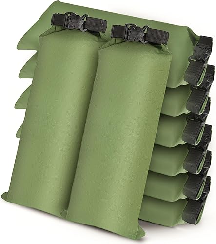 Miniatura 9 de Bolsas de arena para barrera de agua contra inundaciones, 4 bolsas de arena de lona larga gruesa con hebilla de inserción, barrera de inundación