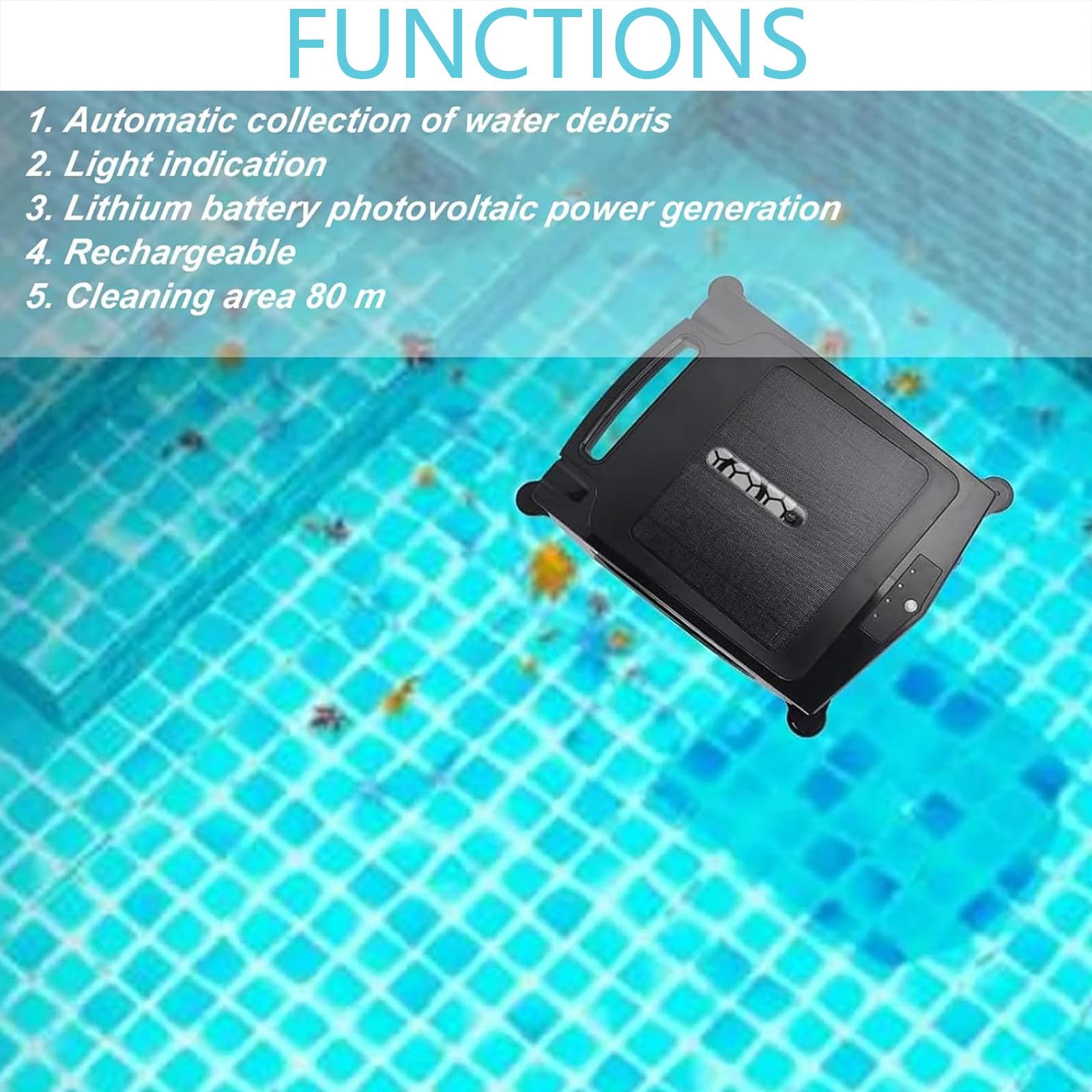 Limpiador robótico automático de Piscinas Alimentado por energía Solar, Limpiador de Piscinas Solar de Modo Dual y Limpieza Continua Durante la Noche, para Todas Las Piscinas