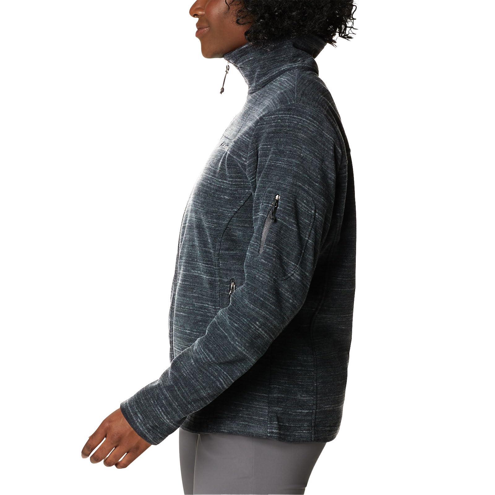 Columbia Fast Trek Jacket, Chaqueta De Forro Polar Con Cremallera para Mujer, Black Spacedye Print, Talla L