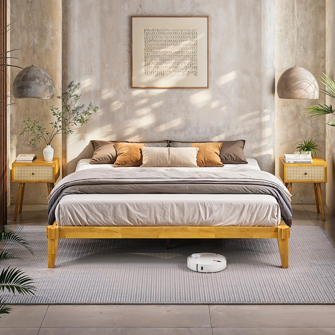 Amazon.com: Bme Chalipa 14” King Bed Frame - Solid Wood Platform