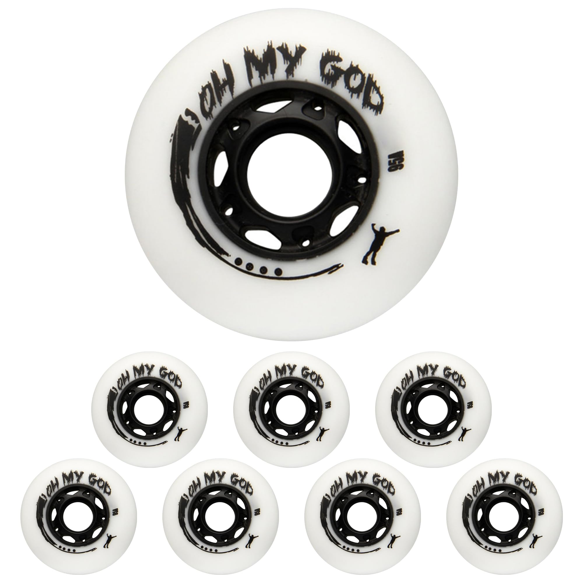 JCXYL EV 95A Inline Skate Wheels Indoor Outdoor Roller Skate Wheels for Replacement Inline Roller Skate PU Wheels 8 Pack 72MM 76MM 80MM,White,80MM