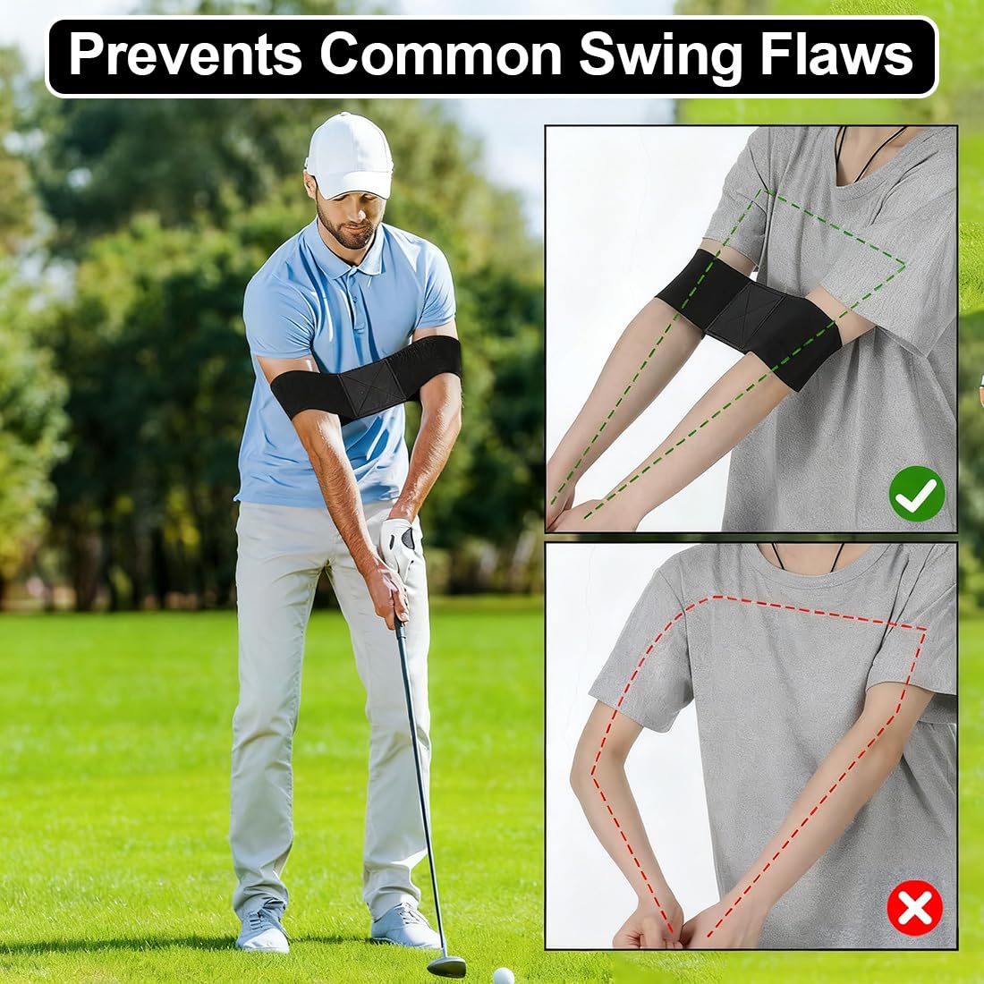Golf Grip Trainer & Attrezzo di Correzione, 1pcs Fascia di Correzione Golf & Dispositivo di Esercizio per la Mano, Accessori Golf per Principianti