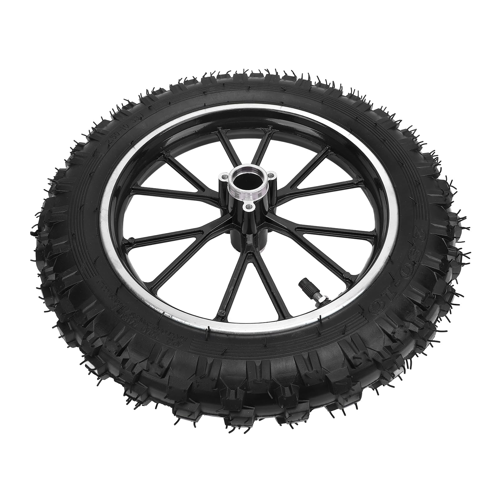 Opona na piastę Koła 2,5-10, Gumowa Odporna na Zużycie Opona do Mini Roweru do Motocykli 49 Cm3, Odpowiednia Użytku Terenowego (BLACK)