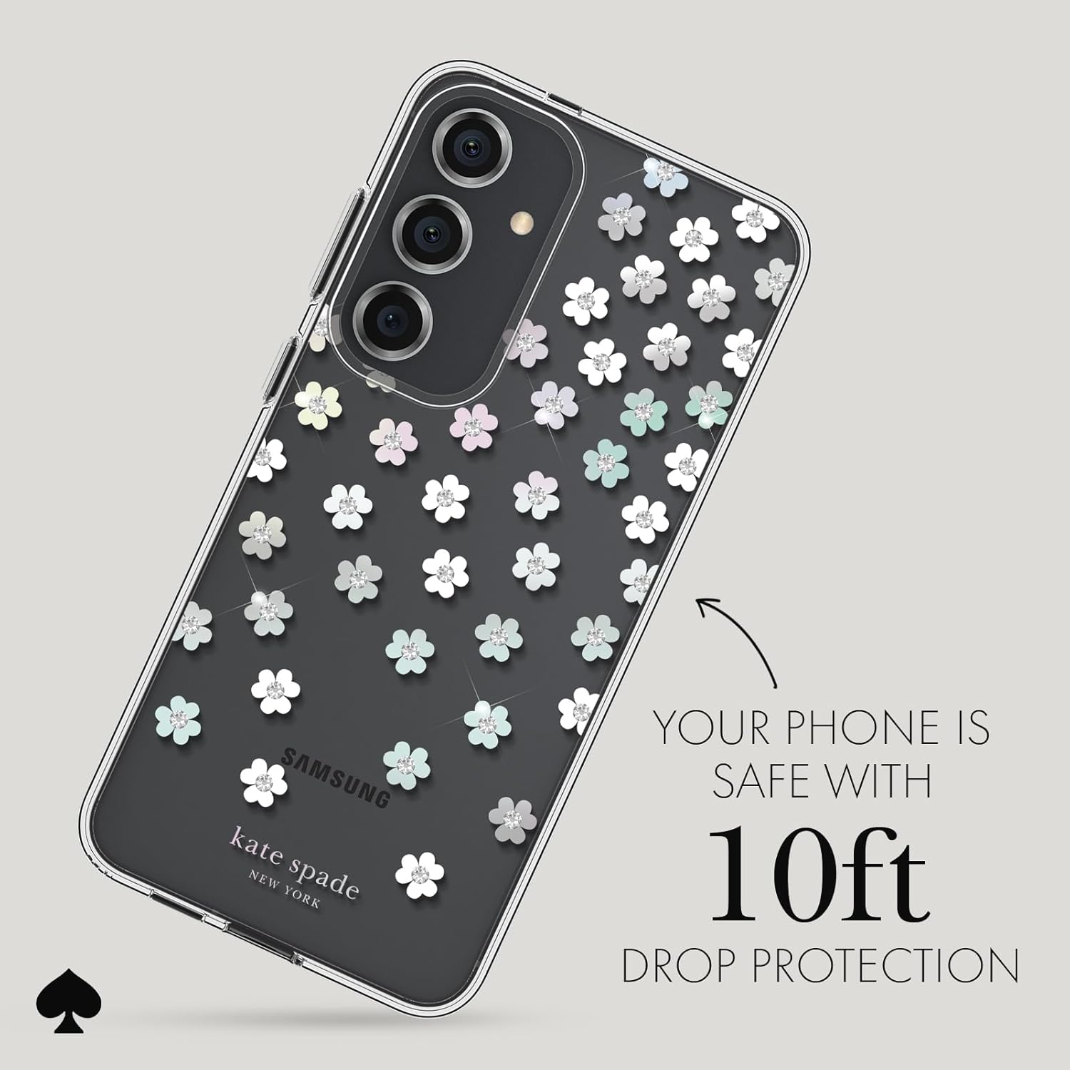 kate spade new york Samsung Galaxy S24 Plus Case, Compatible with Wireless Charging - Scattered Flowers