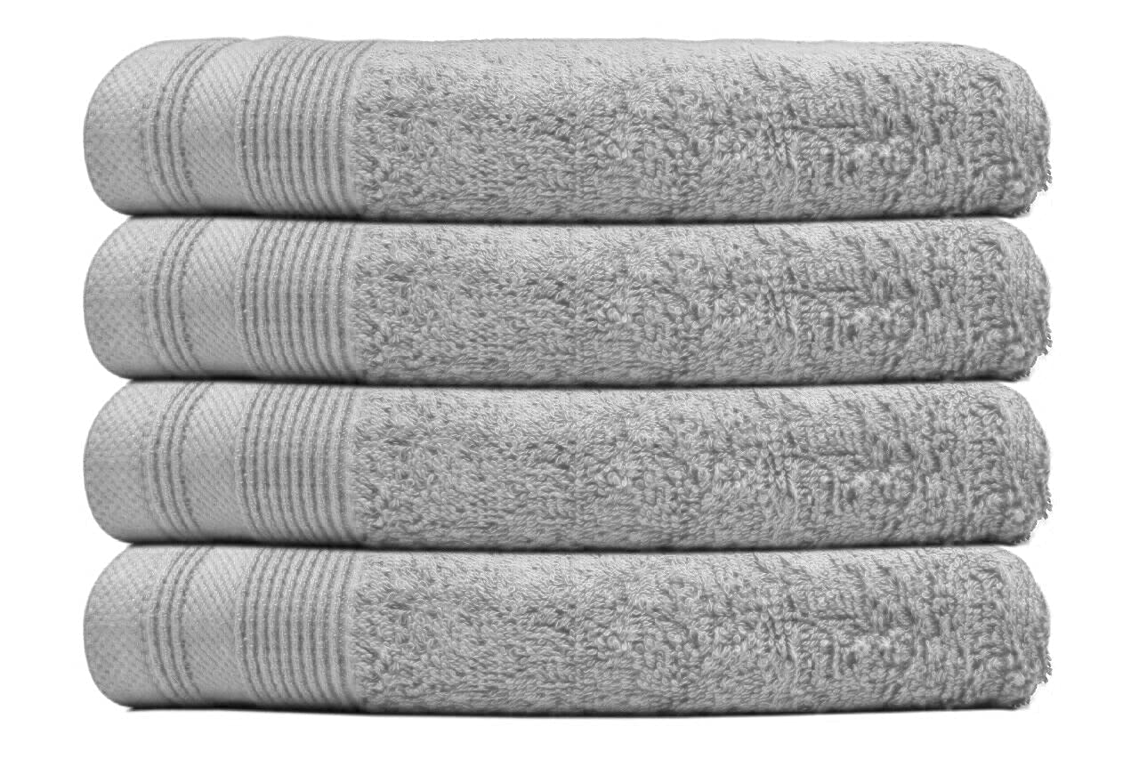 Nausha 100% Luxury Egyptian Cotton Highly Absorbent Hand Towel Pack of 2 & 4 New Thick Super Soft Towels (Grey, 4 Pack of Hand Towel)
