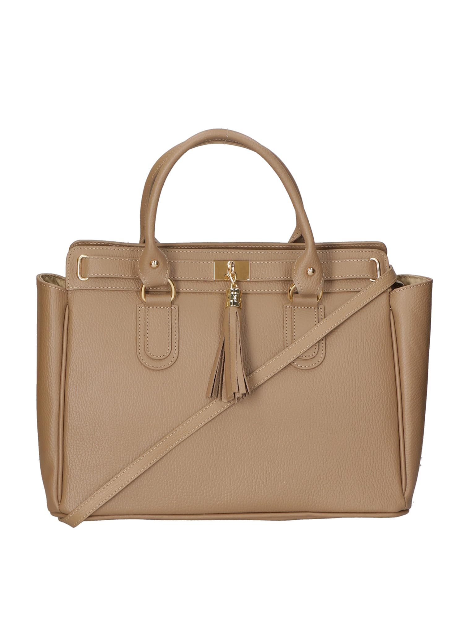 Gave Lux Borsa a mano Elena pelle dollaro Made in Italy - Grigio 37x28x18 cm Dark Taupe