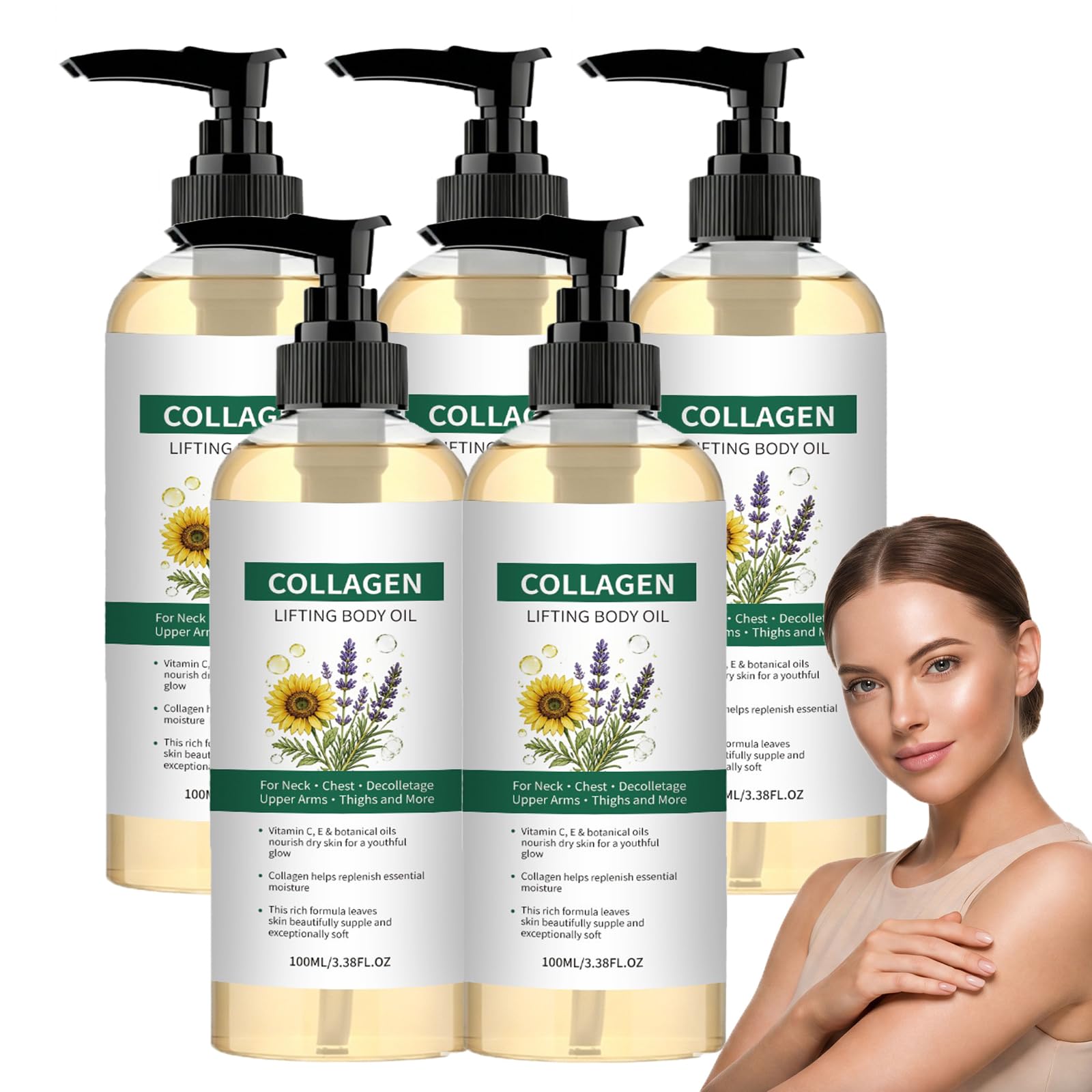 Olio corpo di collagene rassodante dopo la doccia (5 pezzi)
