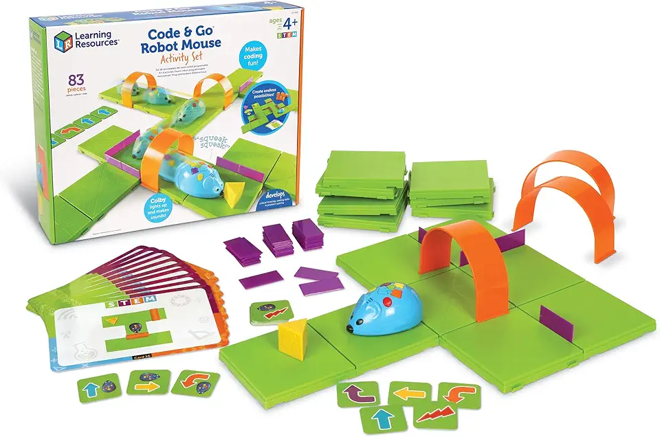 Learning Resources Code &amp; Go Robot Mouse Activity Set - Robotics Kit For Kids, Pet Coding, STEM Games, Screen Free Activities, Engineering Science Kit, Toddler Interactive Games, Gifts For Boys