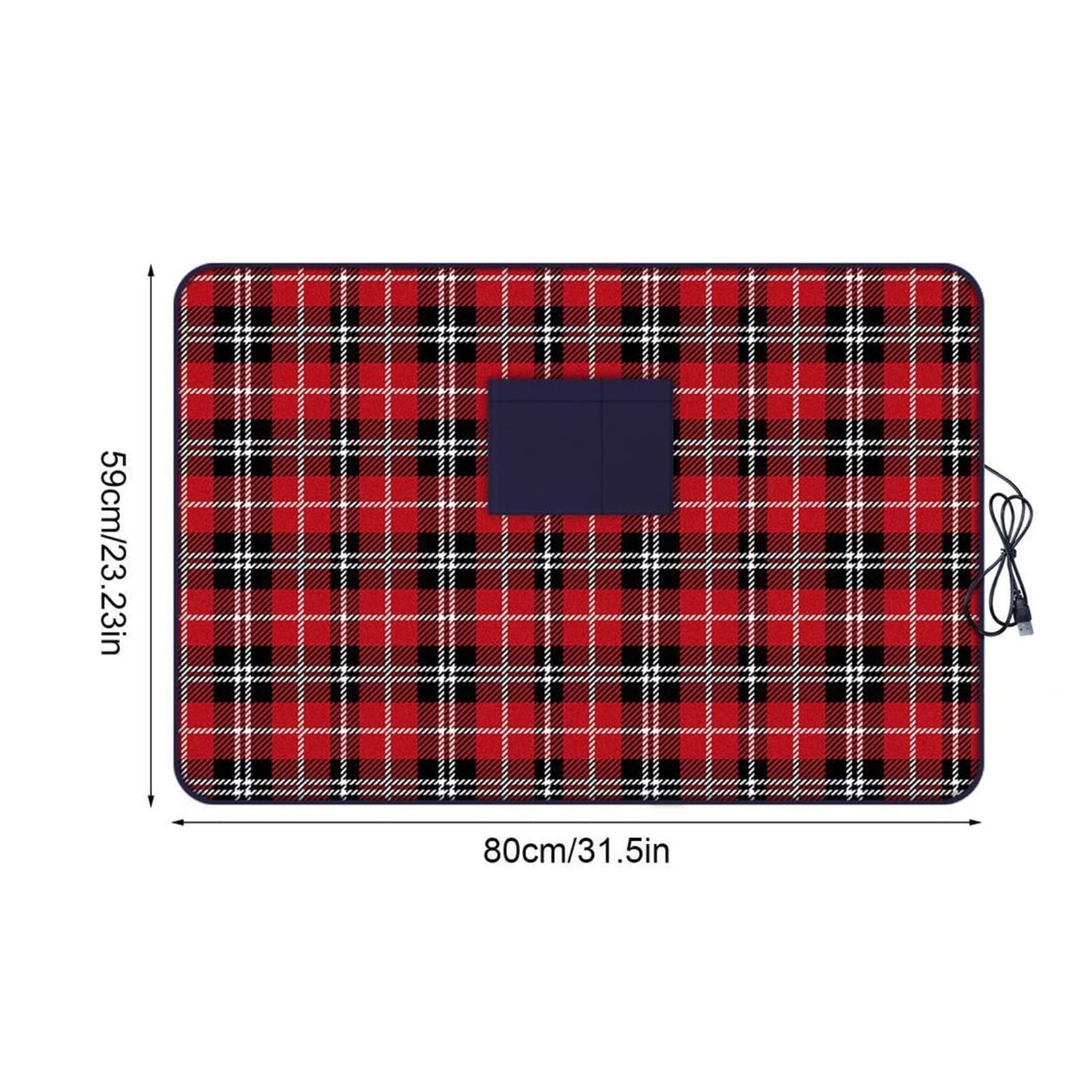 Koc elektryczny ogrzewany koc, można prać w pralce, ciepły koc ogrzewany przez USB podgrzewany koc z kieszeniami na sofę do samochodu sypialni, 80 x 59 cm, R1