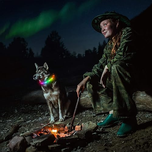 Miniatura 4 de NOVKIN Collar LED para perro, collar de perro recargable RGB que cambia de color, luces impermeables para perros que hacen que la mascota sea